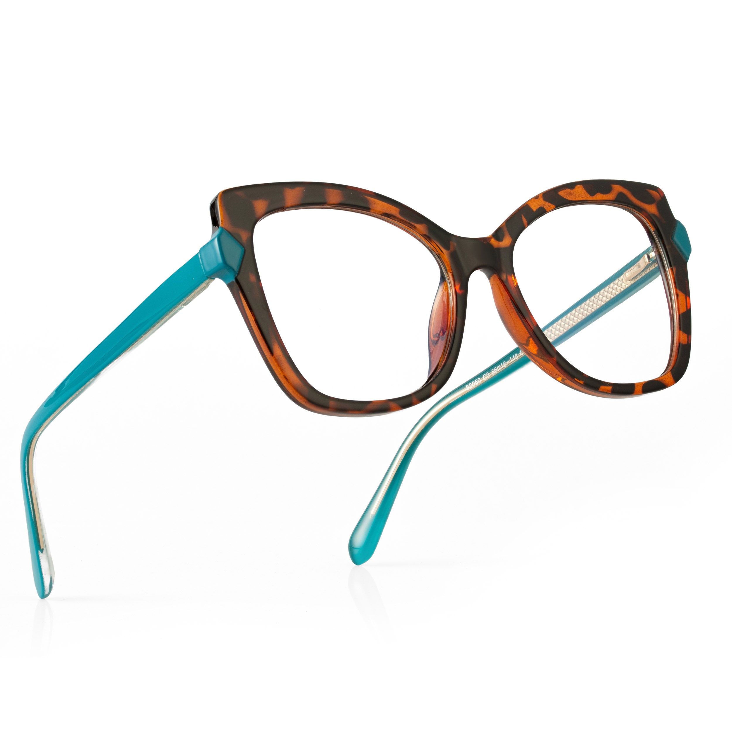 PERKEY Full Rim Cat Eye-Oversized Transparent Blue Cut Spectacles Frames Women - OPTL005-C2