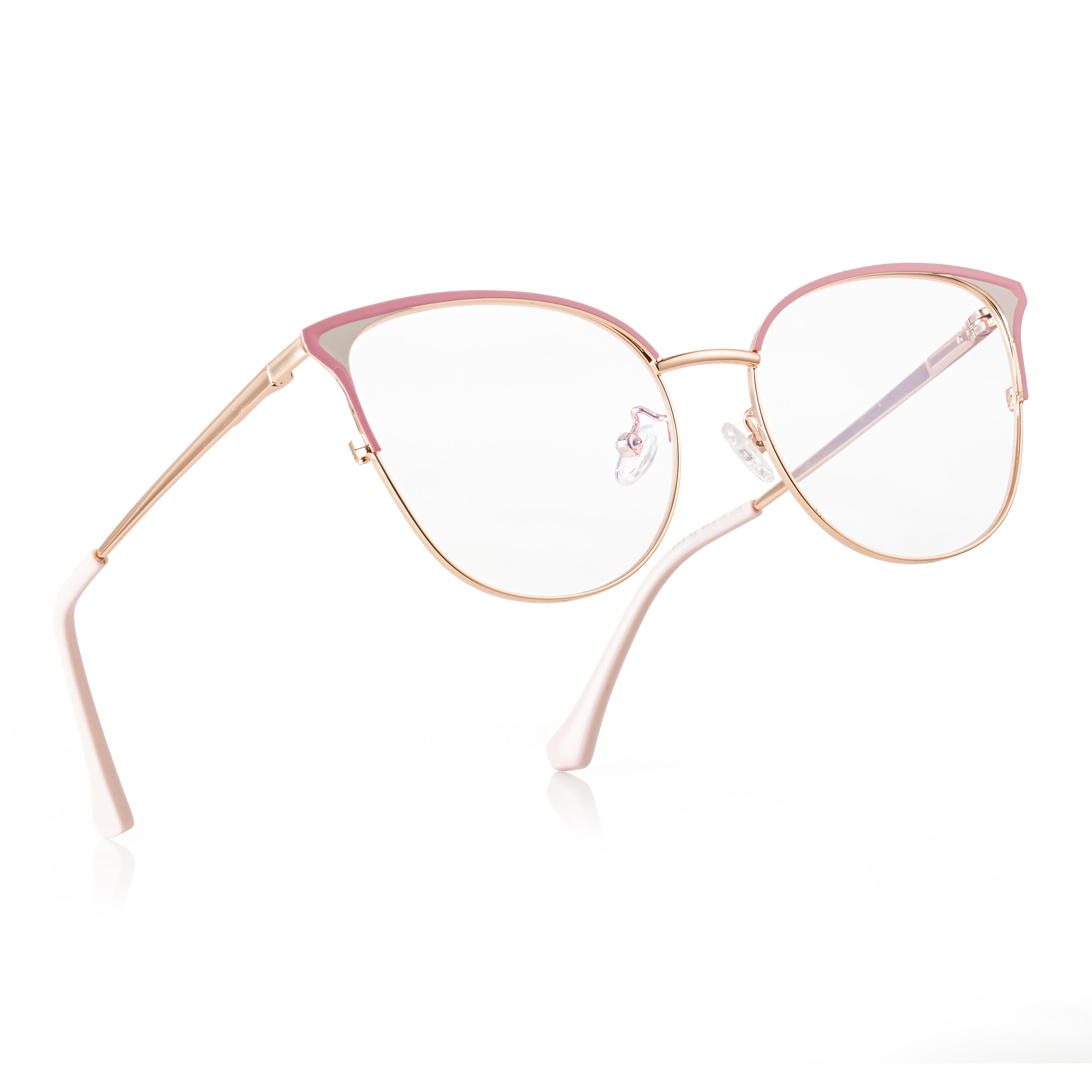 Royal Son Half Rim Pink Gold Anti glare Blue Cut Spectacles Frames Women - SF0084-C4