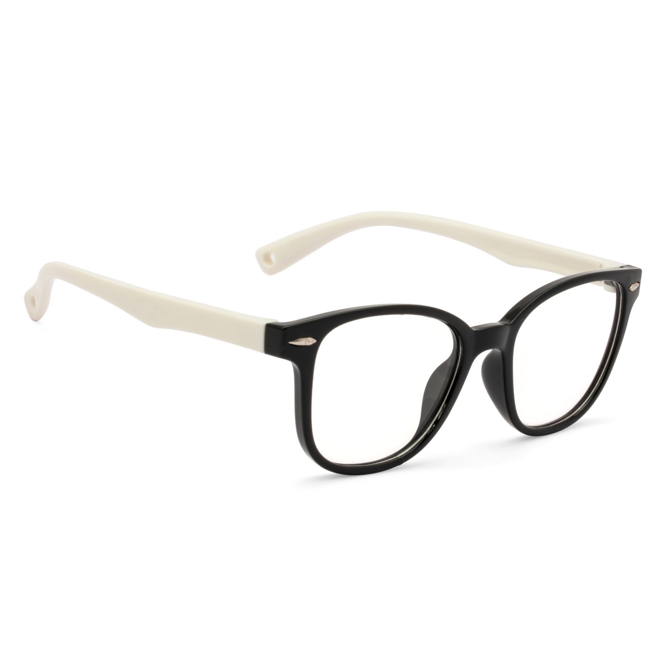 Royal Son Retro Square Black White Spectacles Frames For Kids- SFKID0056-C1