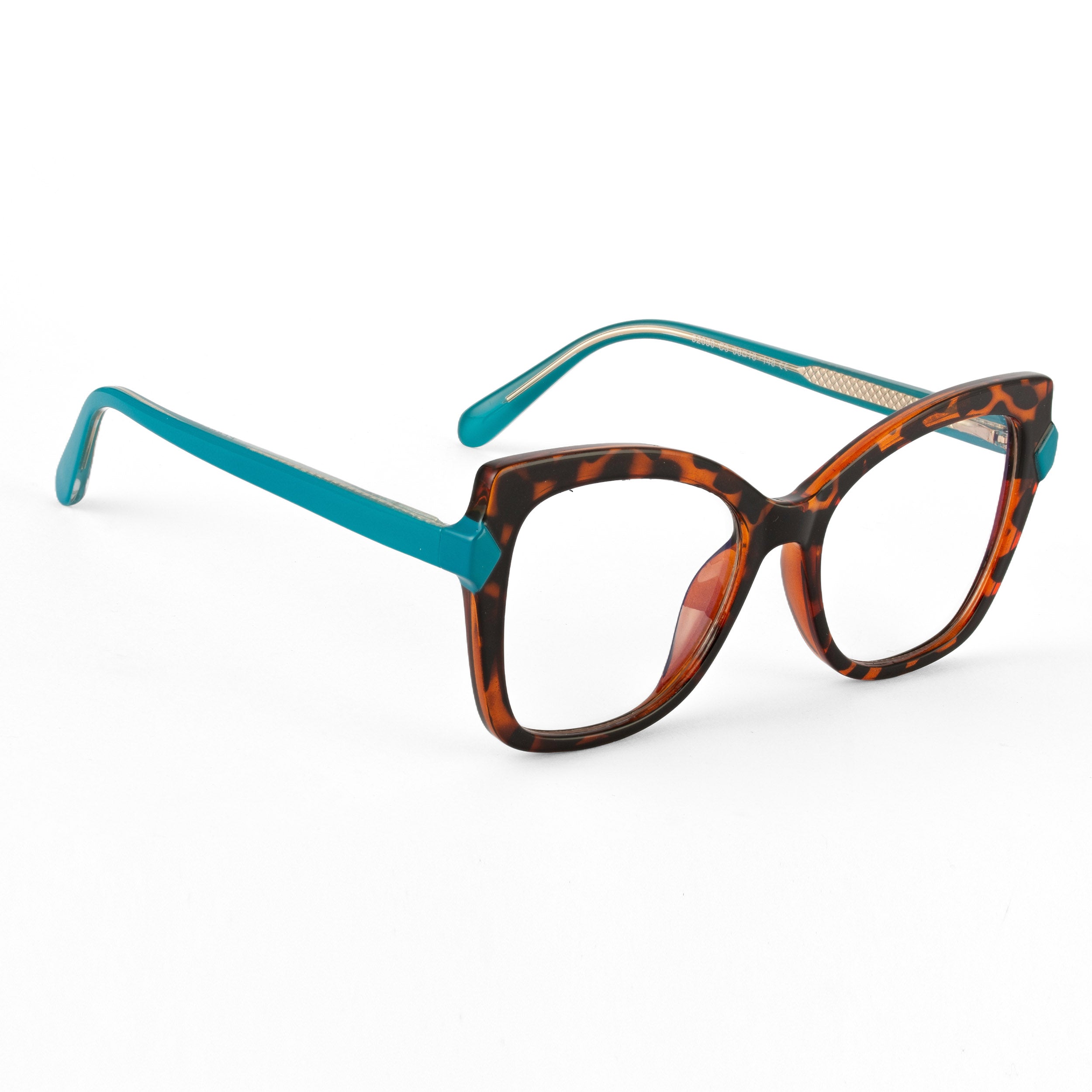 PERKEY Full Rim Cat Eye-Oversized Transparent Blue Cut Spectacles Frames Women - OPTL005-C2