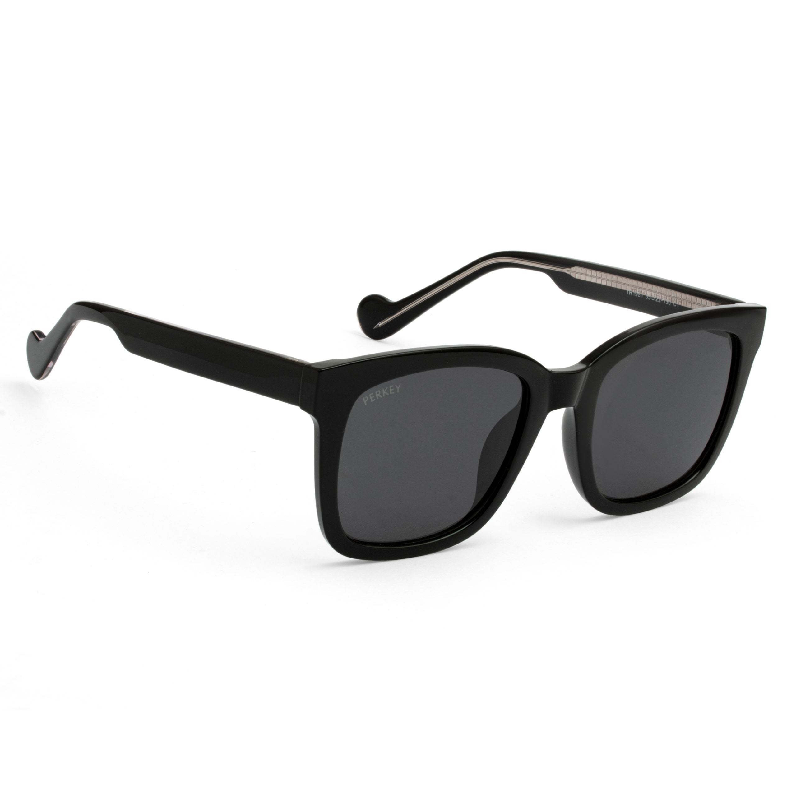 PERKEY Square-Oversized Black Polarized Cooling Sunglasses Men Women - PRKY003-C1