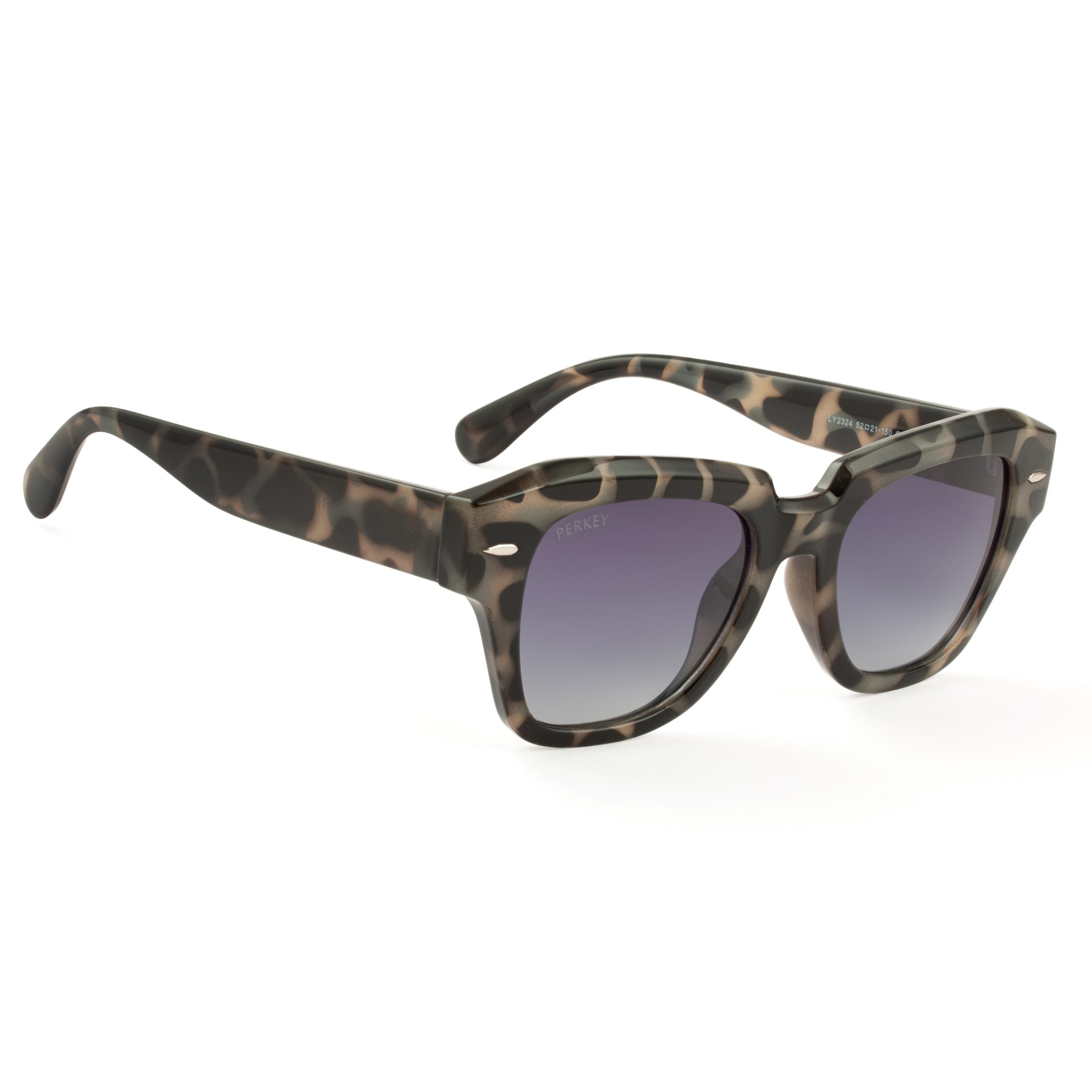 PERKEY Square Black UV Protected Polarized Sunglasses Men Women - PRKY004-C3