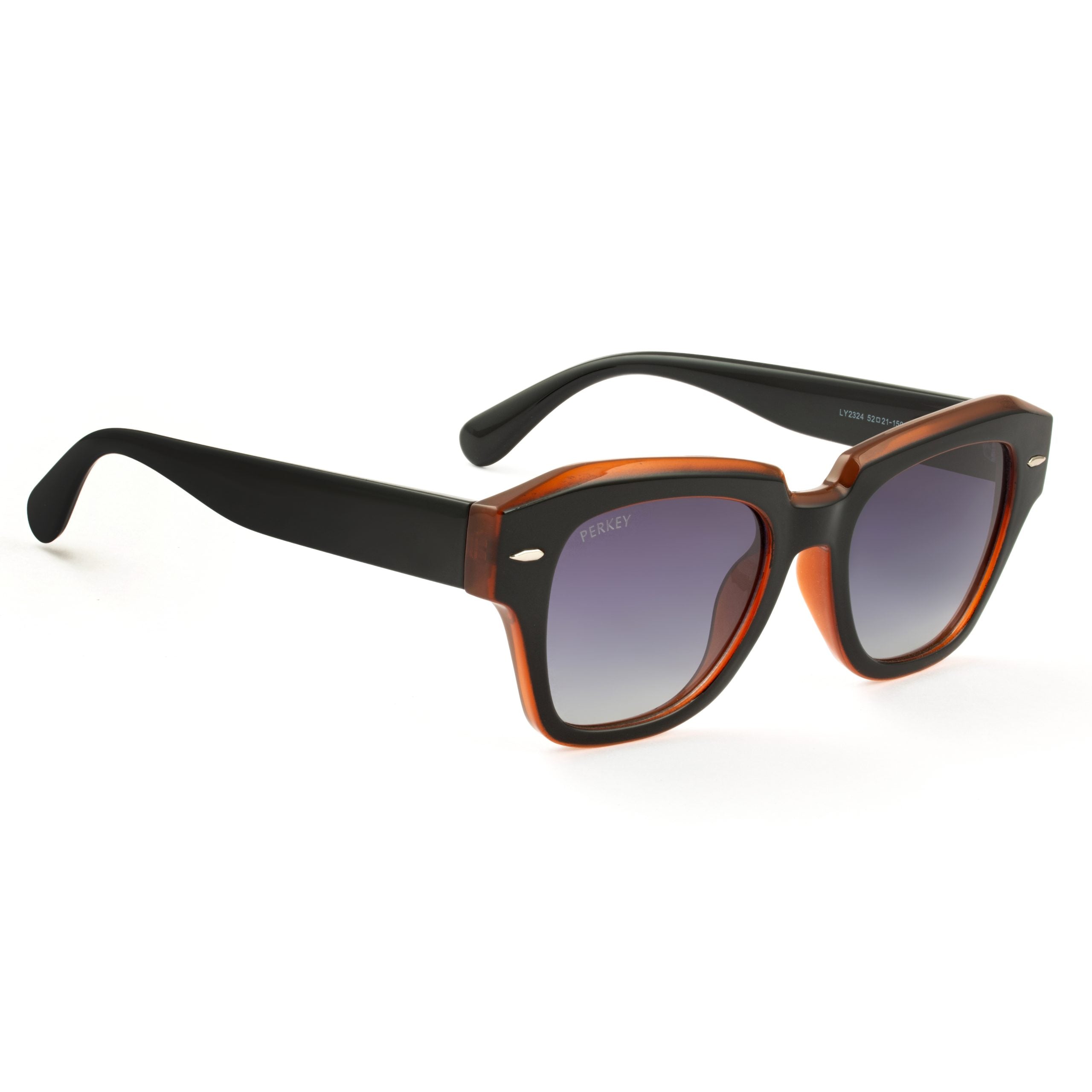 PERKEY Square Black UV Protected Polarized Sunglasses Men Women - PRKY004-C4
