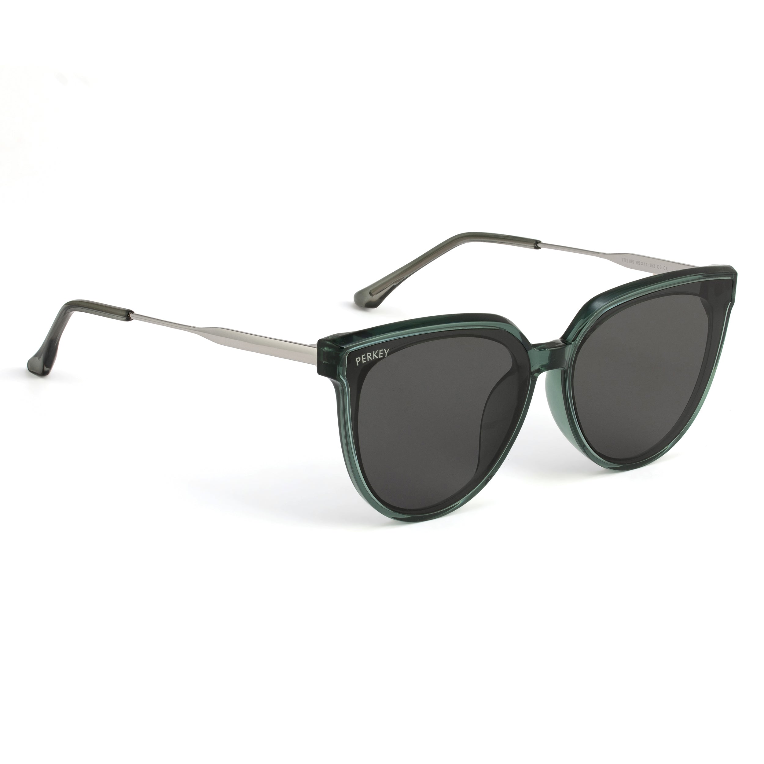 PERKEY Cat Eye-Oversized Black UV Protected Sunglasses Men Women - PRKY0014-C2