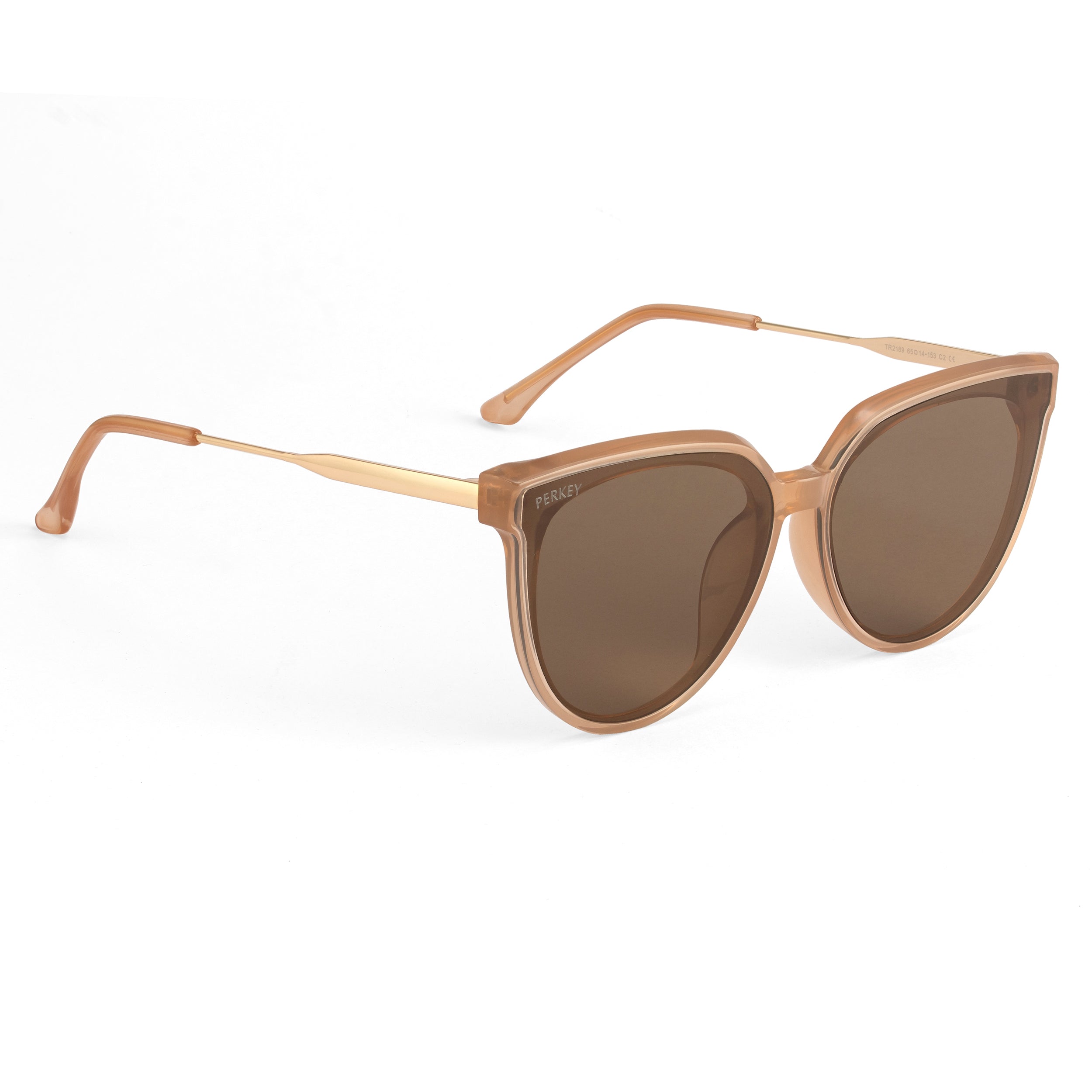 PERKEY Cat Eye-Oversized Brown UV Protected Sunglasses Men Women - PRKY0014-C3