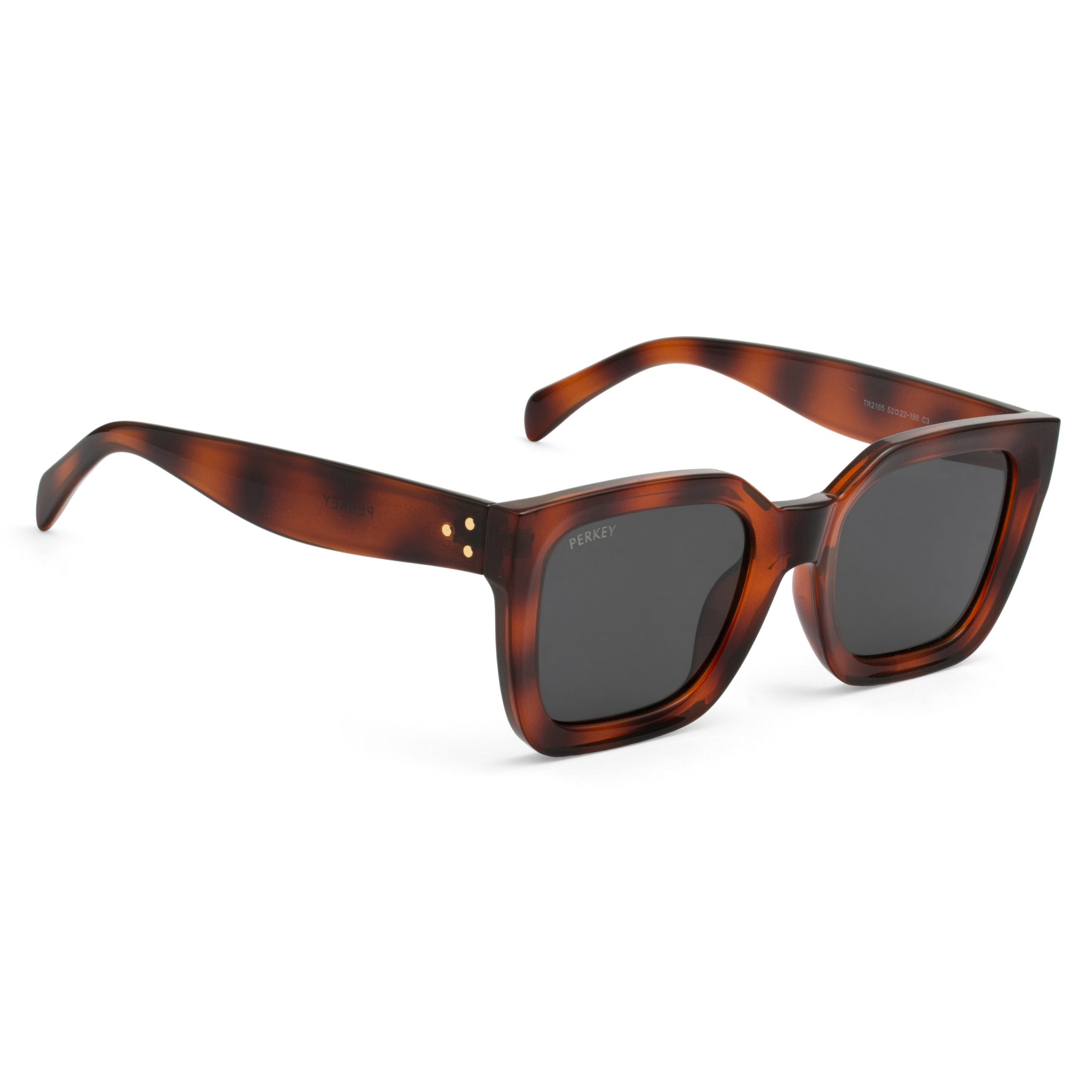 PERKEY Square-Oversized Black Polarized Stylish Sunglasses Men Women - PRKY005-C3