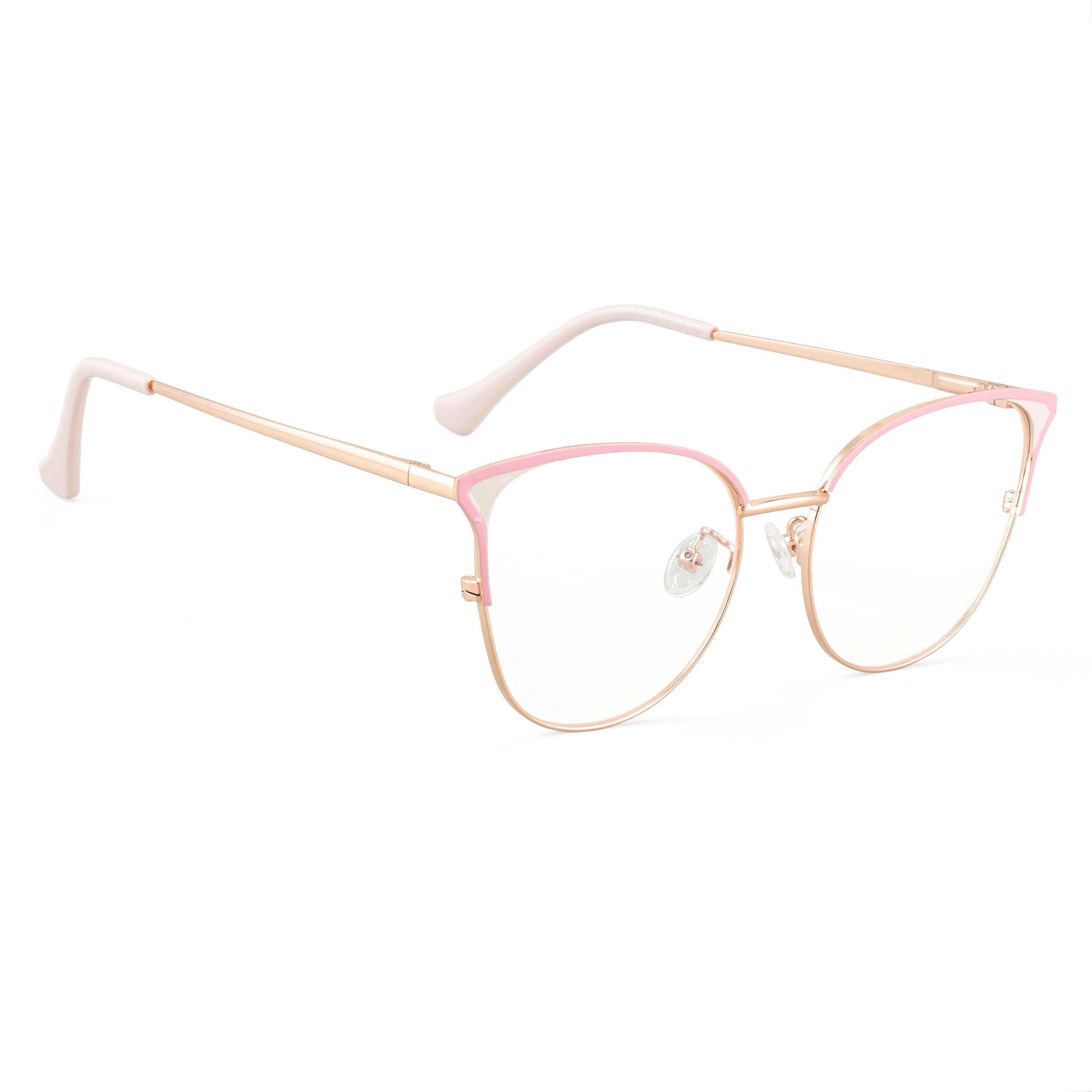 Royal Son Half Rim Pink Gold Anti glare Blue Cut Spectacles Frames Women - SF0084-C4