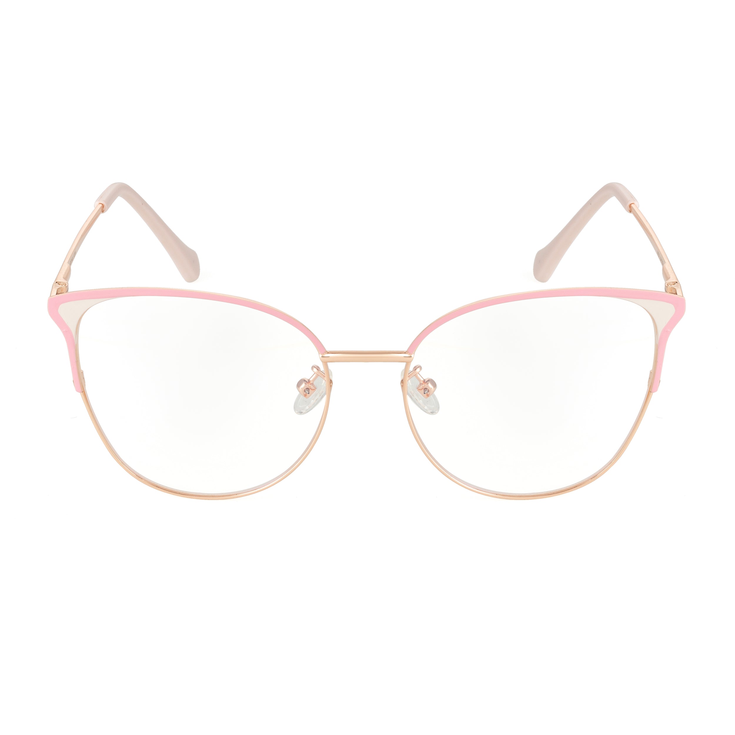 Royal Son Half Rim Pink Gold Anti glare Blue Cut Spectacles Frames Women - SF0084-C4