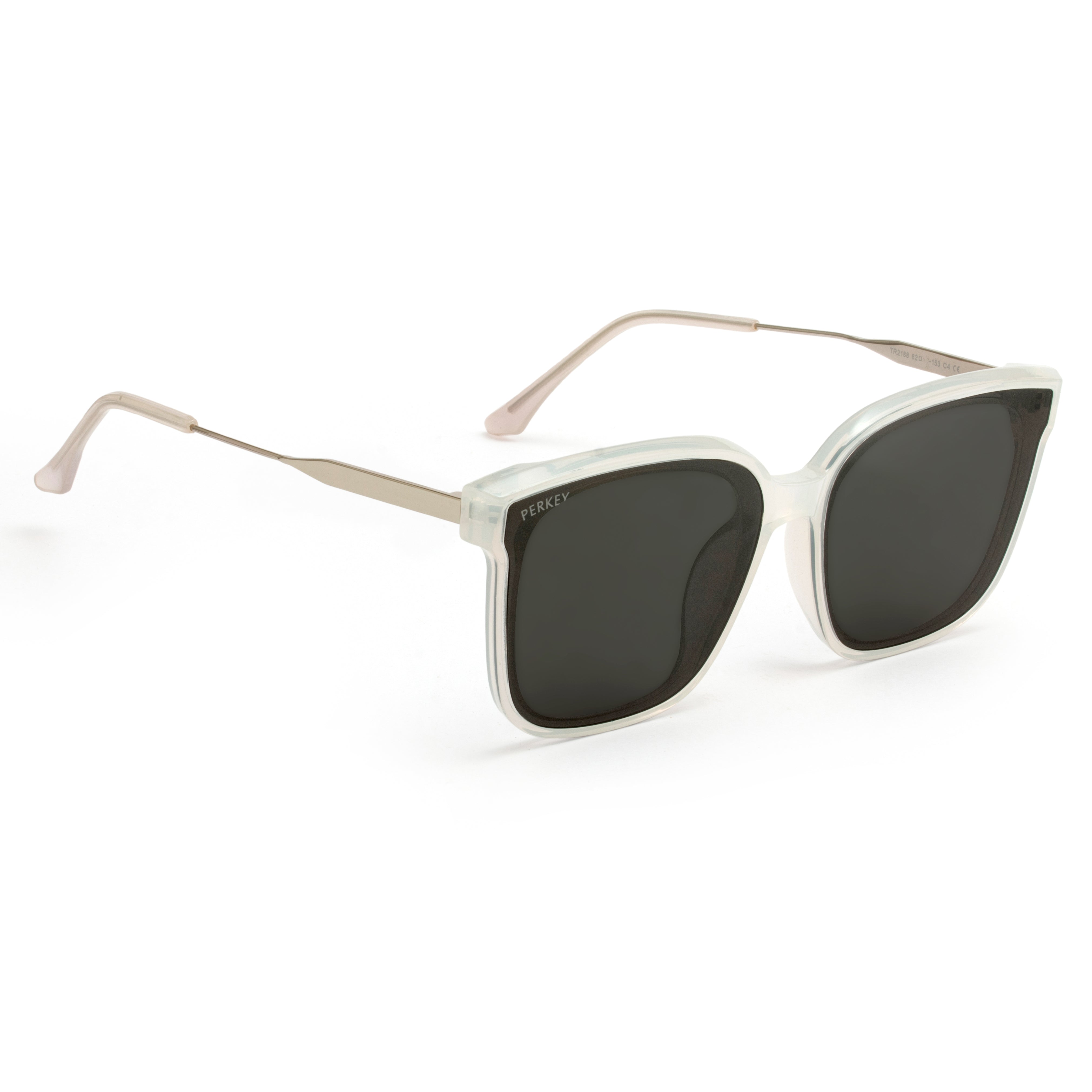 PERKEY Square-Oversized Black UV Protected Sunglasses Men Women - PRKY0013-C2