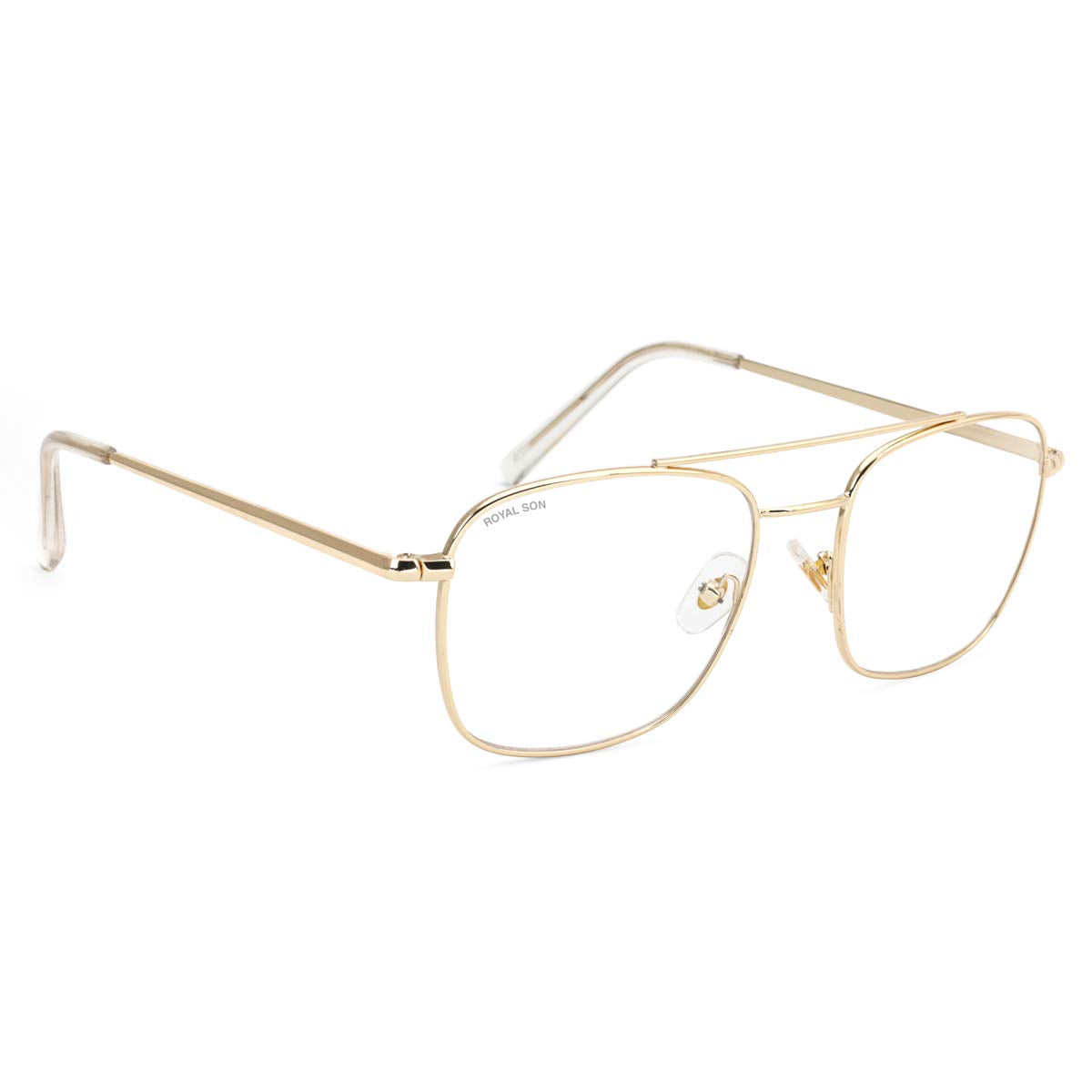 ROYAL SON Retro Square Spectacle Frame For Men And Women (RS0022SF|50|Transparent Lens)