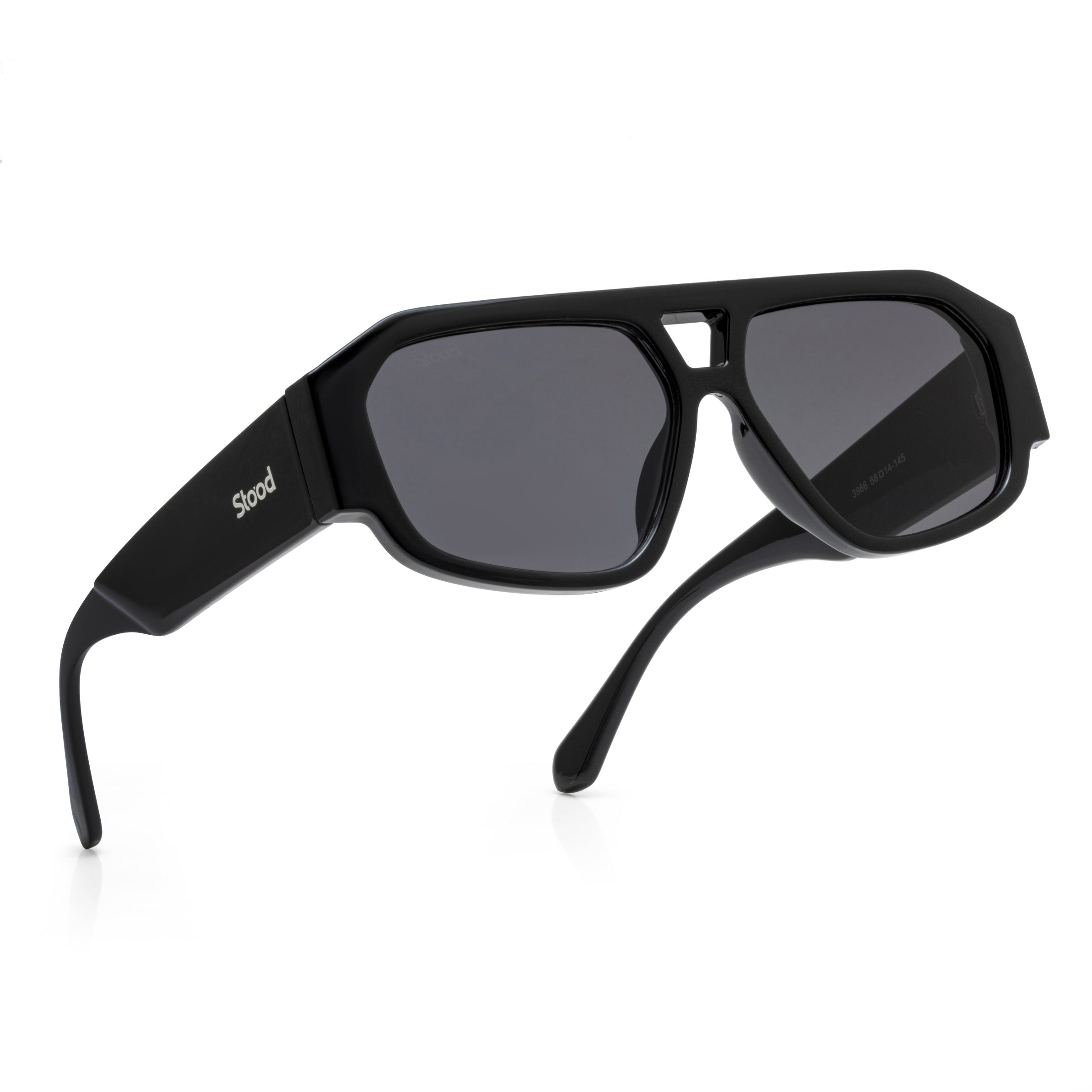 Stood Polygon UV Protected Black Sunglasses For Men & Women - SG-STD0036-C1