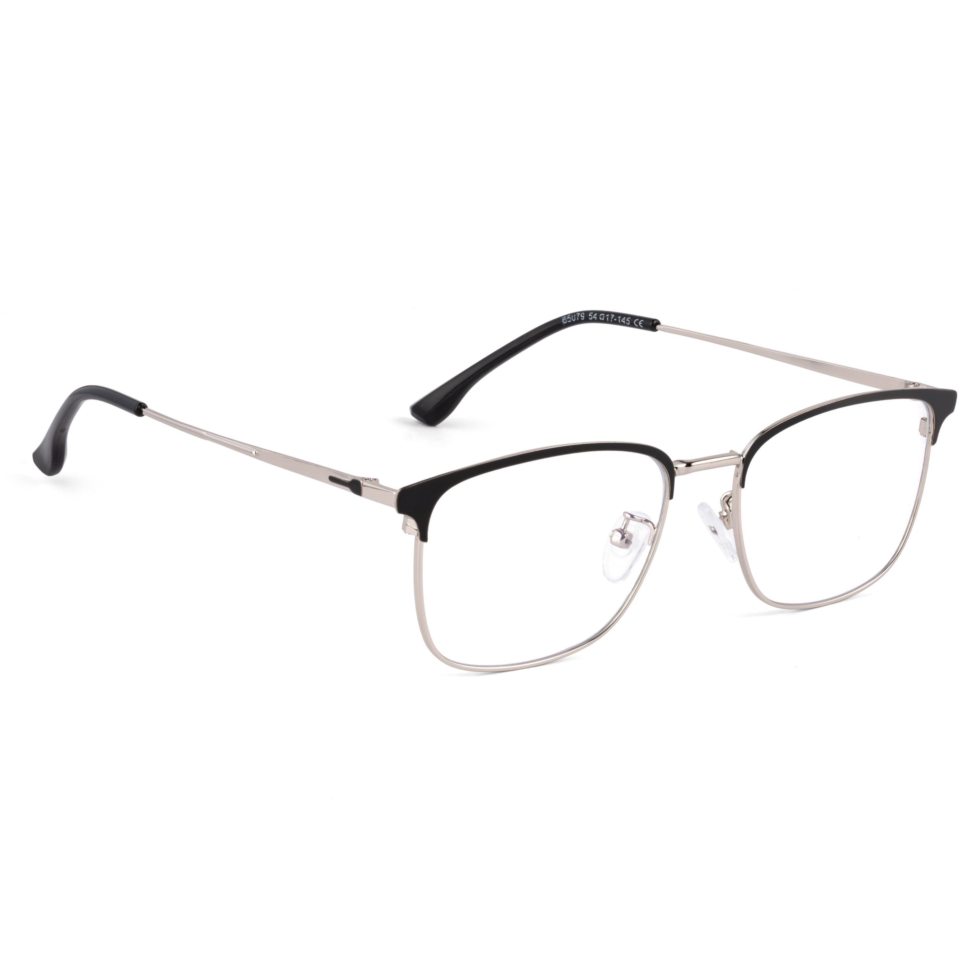 Royal Son Square Black Silver Blue Light Blocking Eyeglasses Men Women - SF0087-C3