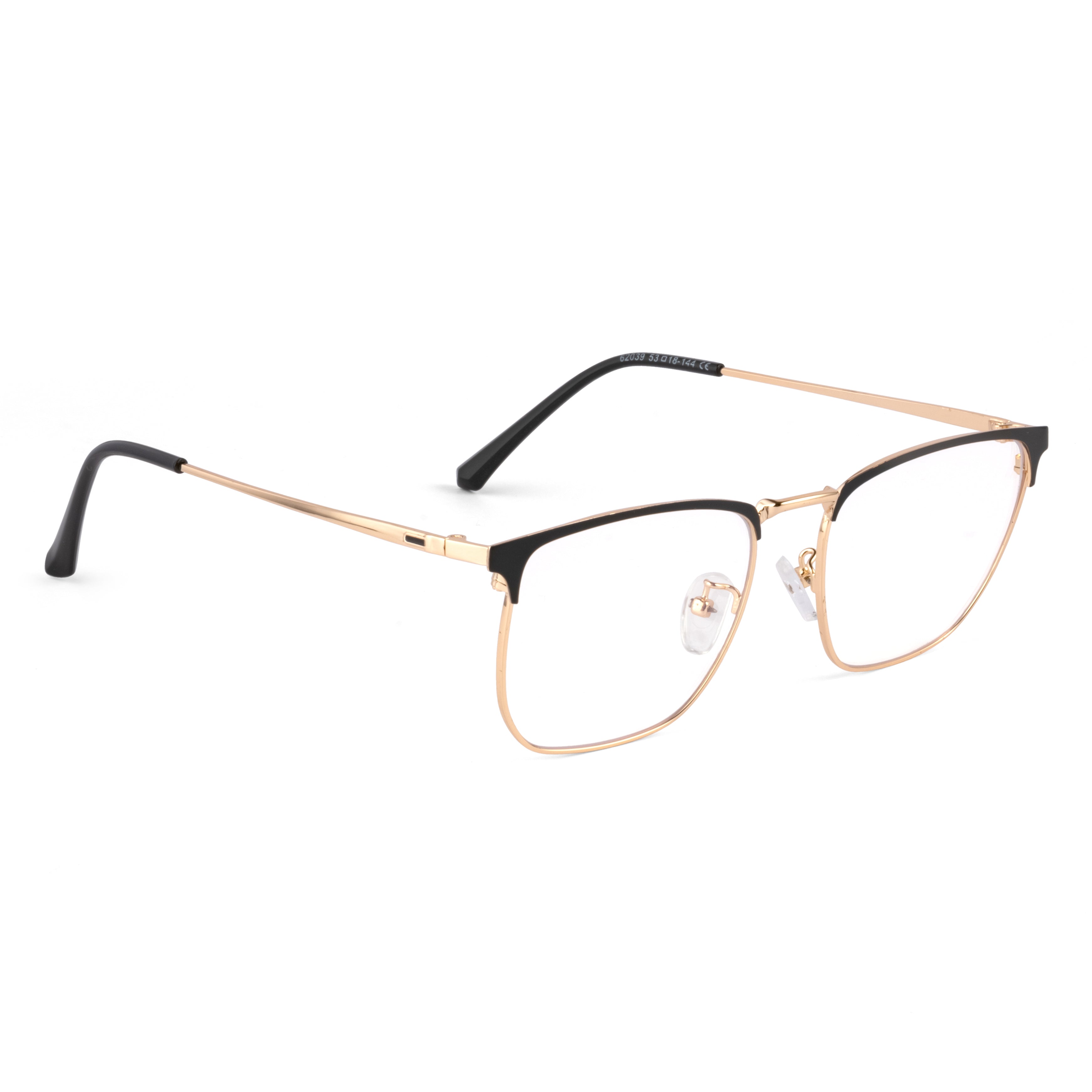 Royal Son Full Rim Black Gold Anti glare Blue Cut Spectacles Frames Men Women - SF0086-C4