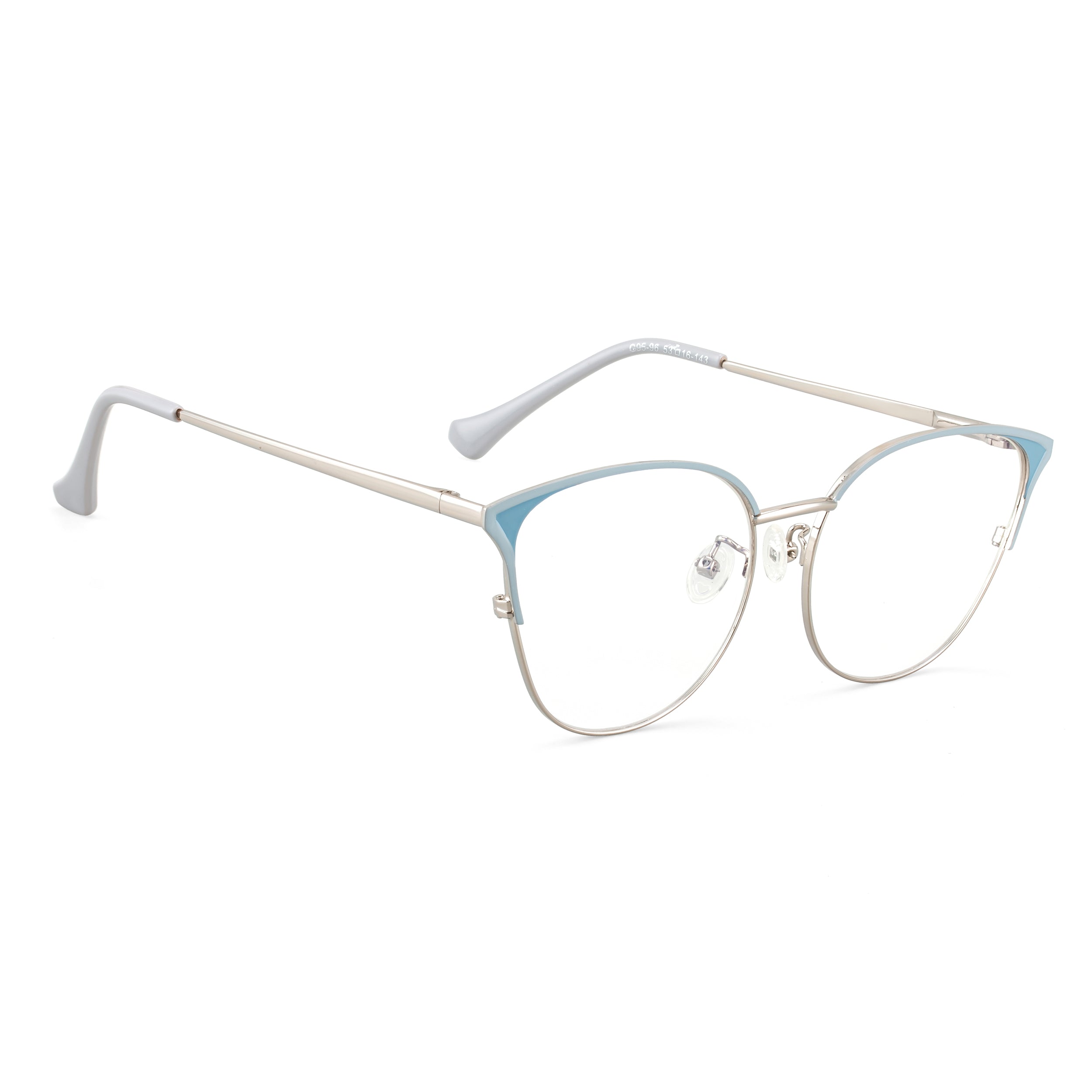 Royal Son Full Rim Grey Silver Blue Cut Anti glare Eye Protection Specs Women - SF0084-C2 - SF0084-C2
