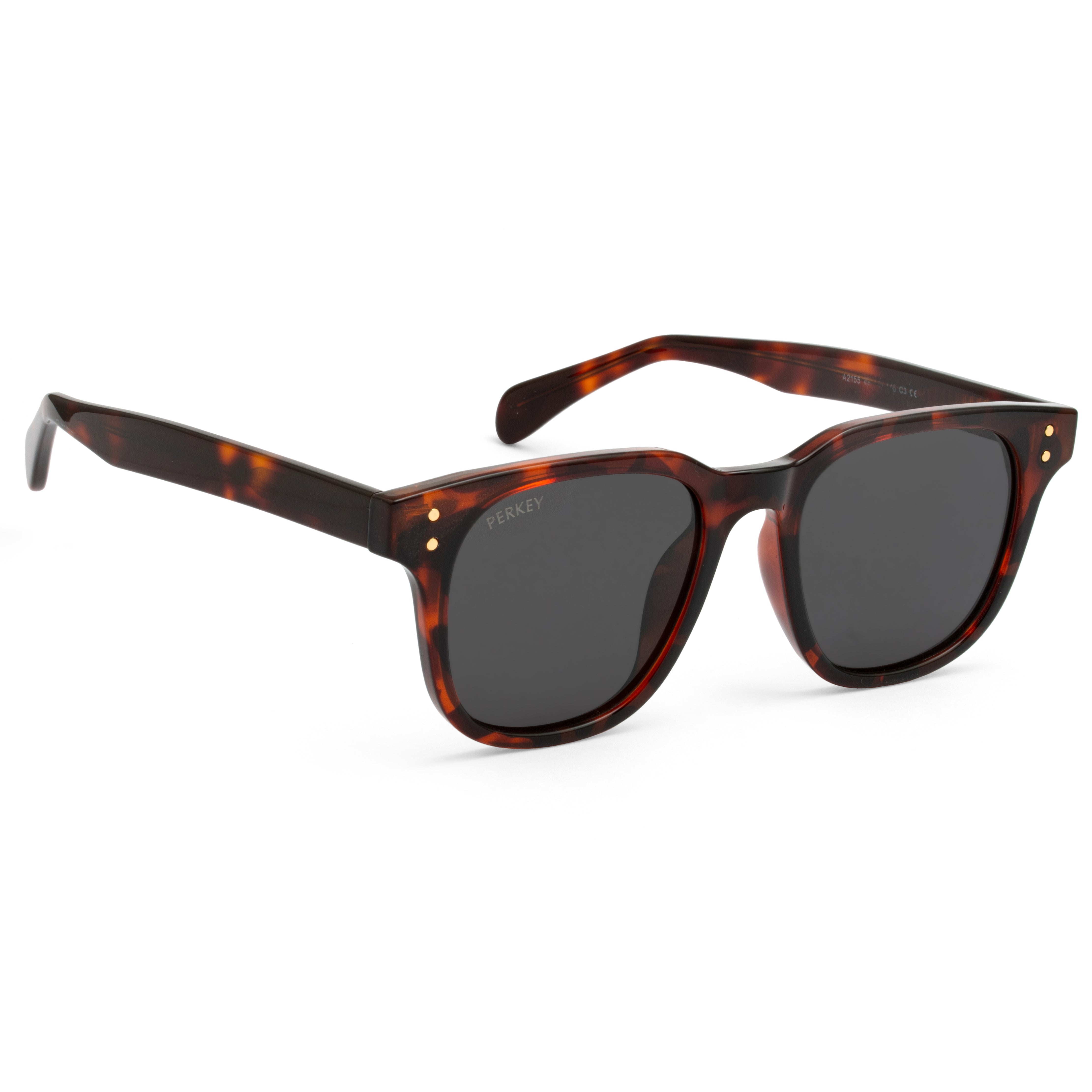 PERKEY Square Black UV Protected Polarized Sunglasses Men Women - PRKY0012-C2