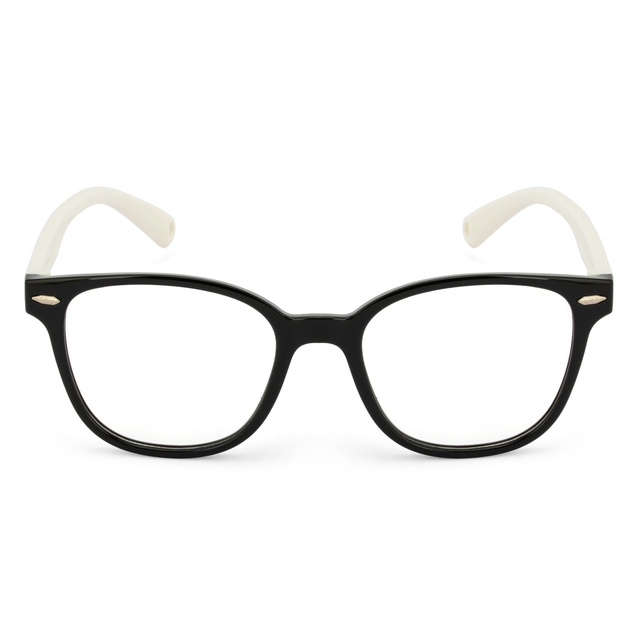 Royal Son Retro Square Black White Spectacles Frames For Kids- SFKID0056-C1