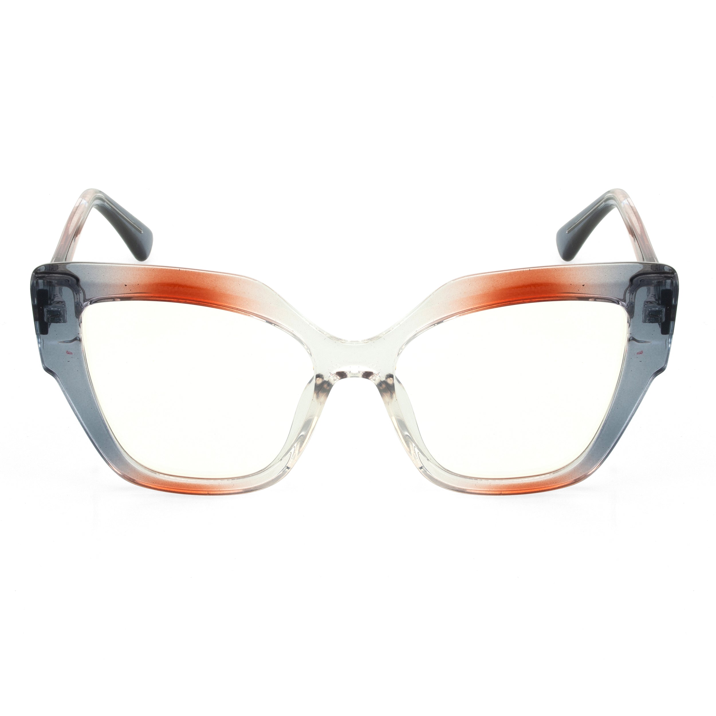 PERKEY Full Rim Cat Eye-Oversized Transparent Blue Cut Eyeglasses Women - OPTL001-C2