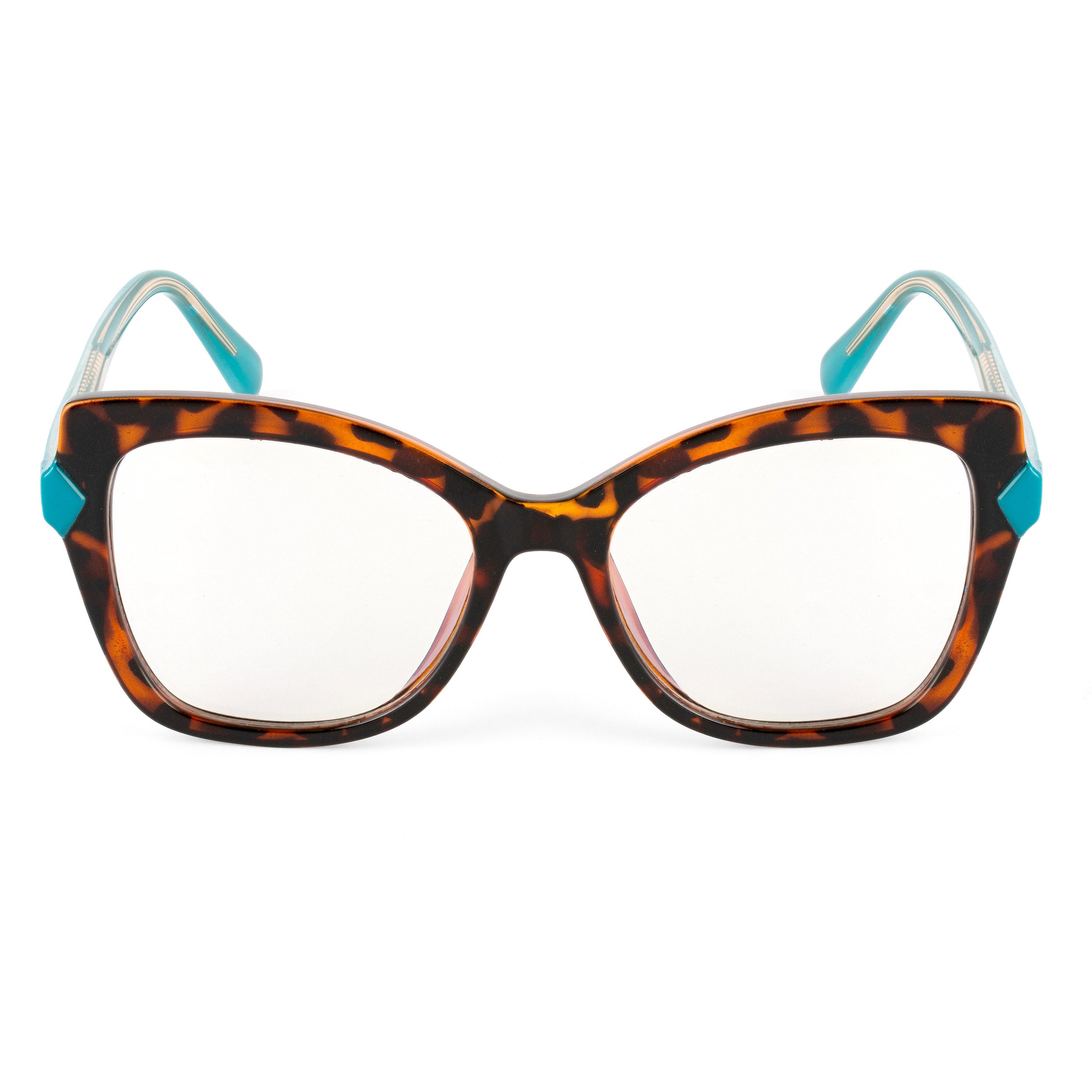 PERKEY Full Rim Cat Eye-Oversized Transparent Blue Cut Spectacles Frames Women - OPTL005-C2