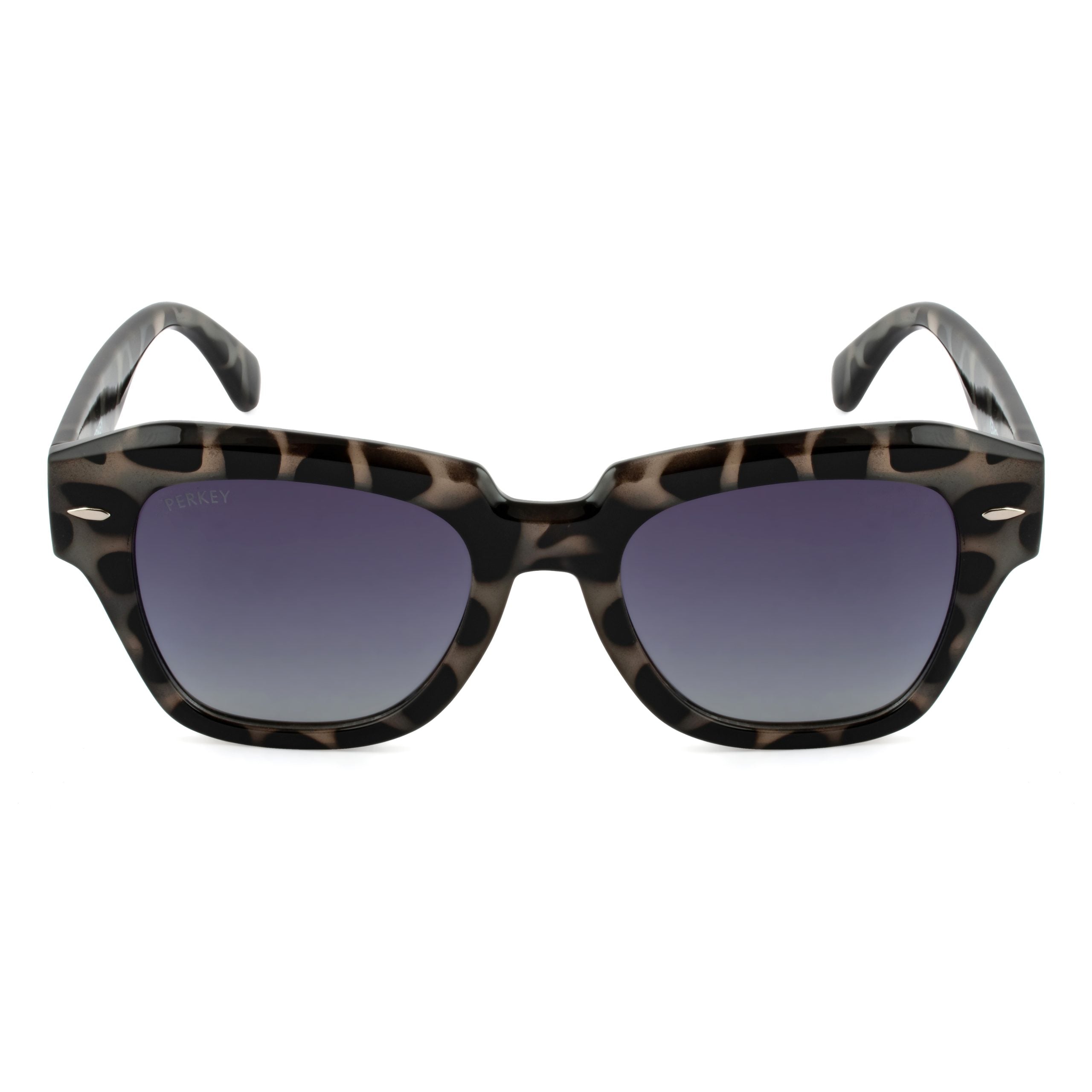 PERKEY Square Black UV Protected Polarized Sunglasses Men Women - PRKY004-C3
