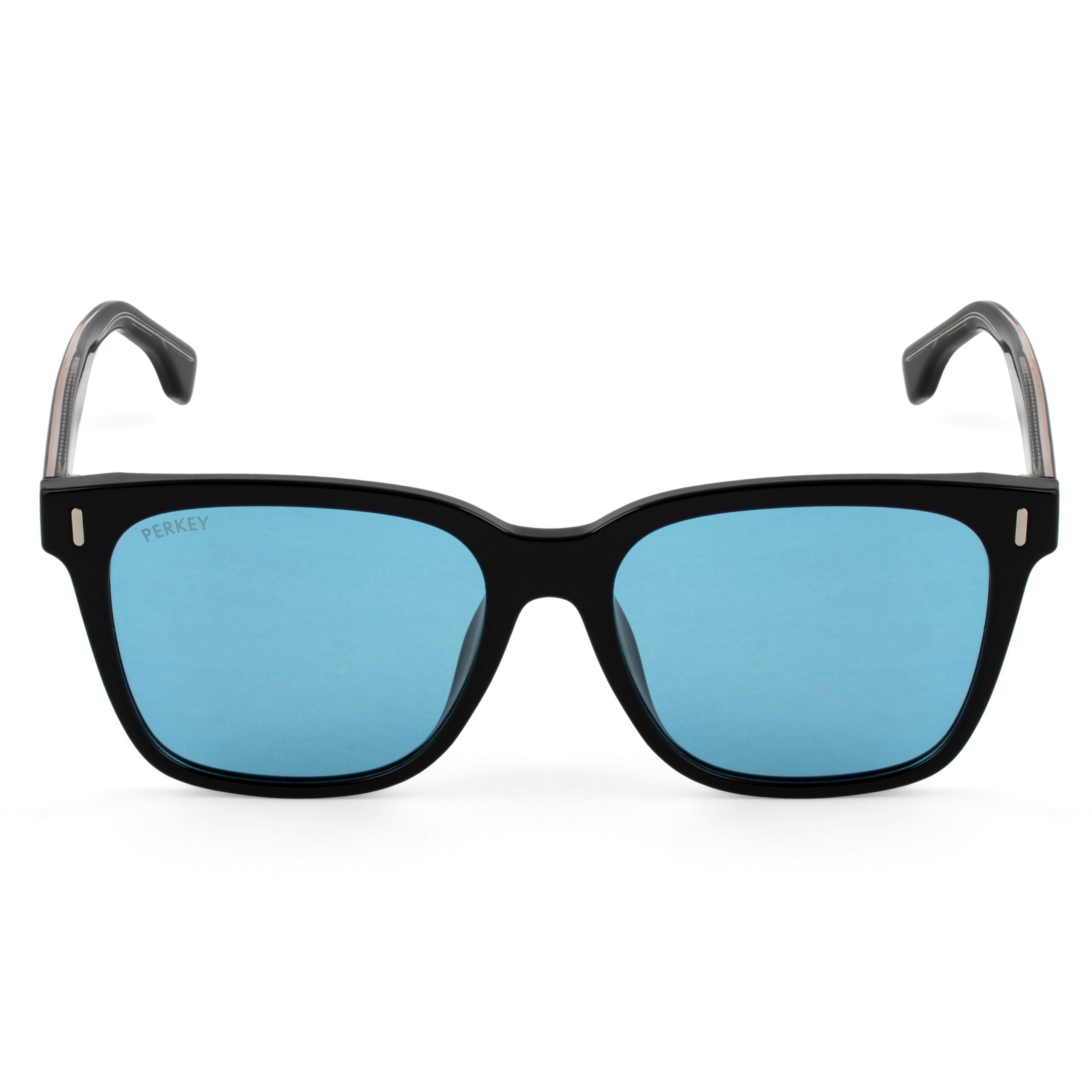 PERKEY Square Transparent Blue UV Protected Polarized Sunglasses Men Women - PRKY0010-C2