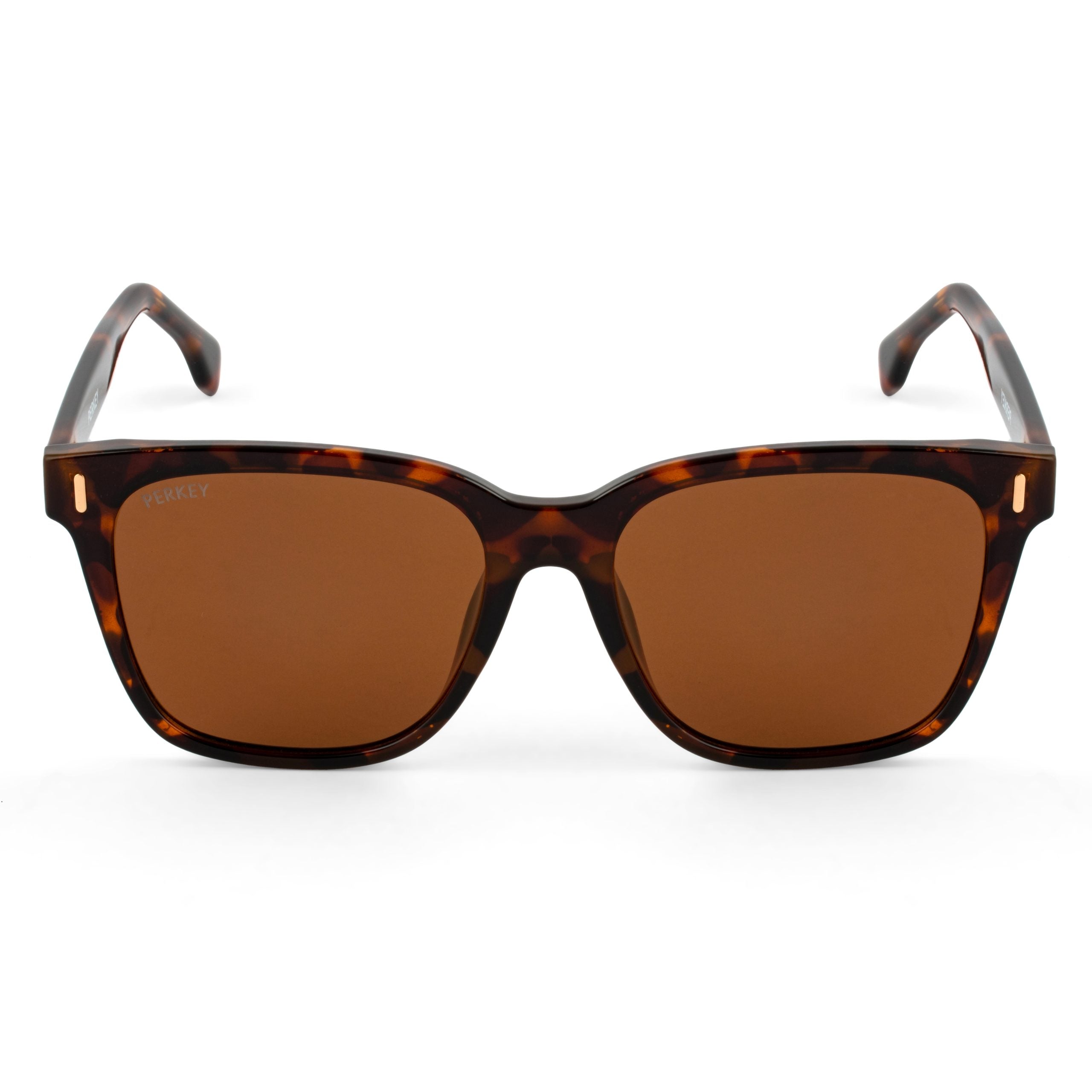 PERKEY Square Brown UV Protected Polarized Sunglasses Men Women - PRKY0010-C3