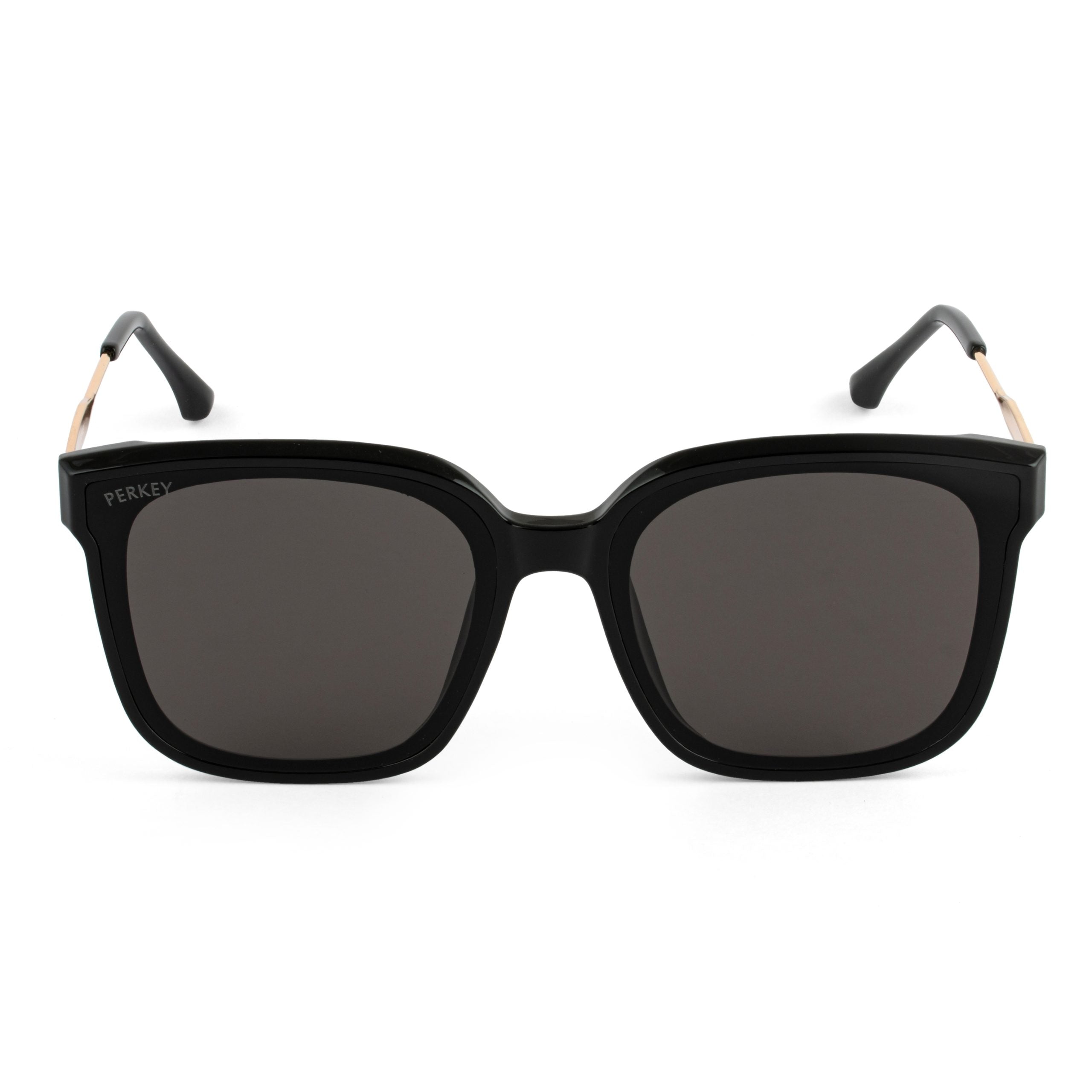 PERKEY Square-Oversized Black UV Protected Sunglasses Men Women - PRKY0013-C1