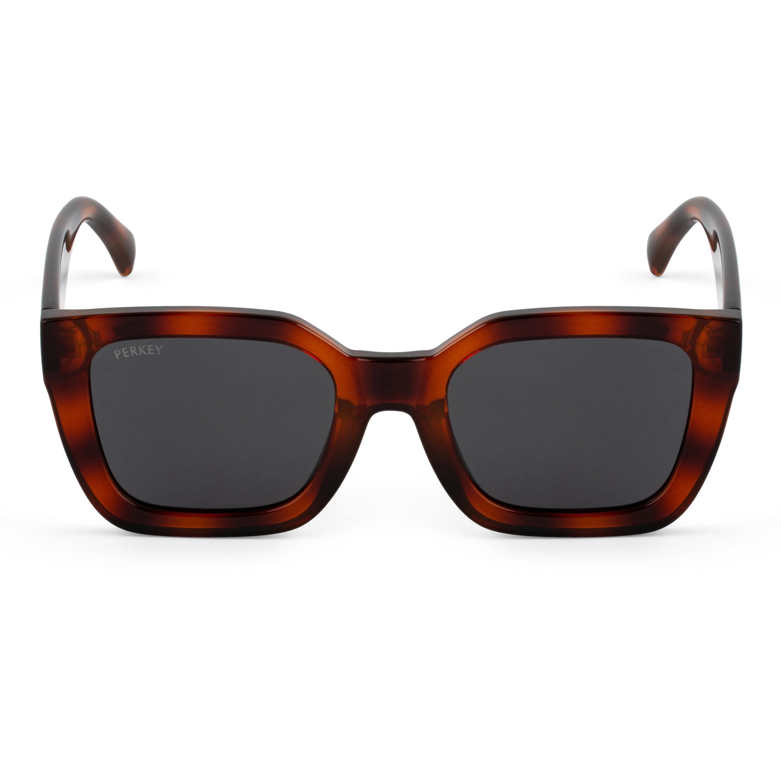 PERKEY Square-Oversized Black Polarized Stylish Sunglasses Men Women - PRKY005-C3