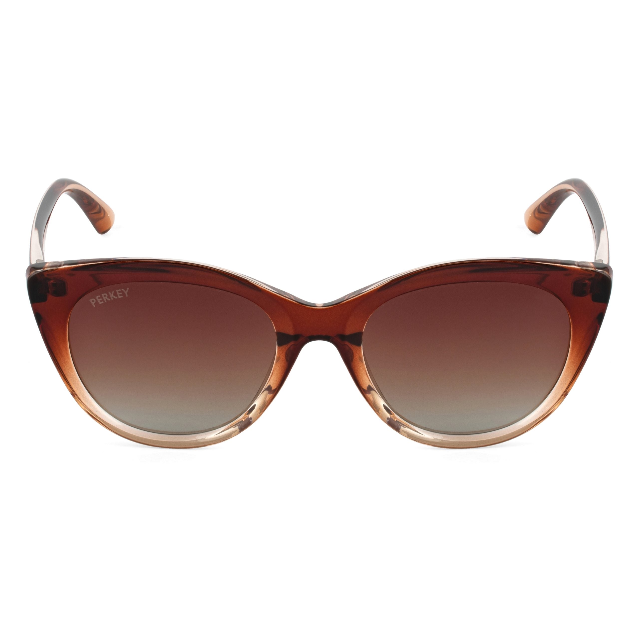 PERKEY Cat Eye Brown UV Protected Polarized Sunglasses Women - PRKY001-C2