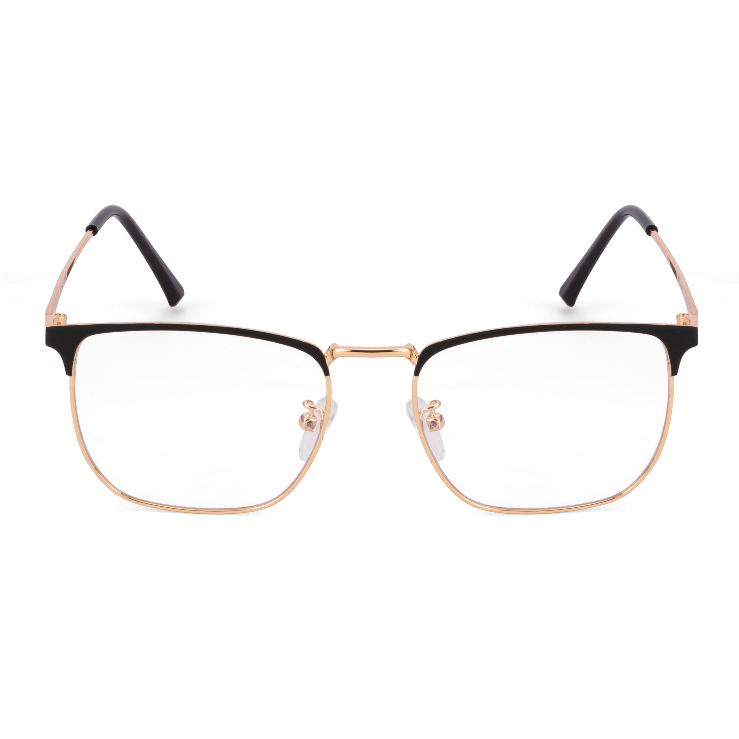 Royal Son Full Rim Black Gold Anti glare Blue Cut Spectacles Frames Men Women - SF0086-C4