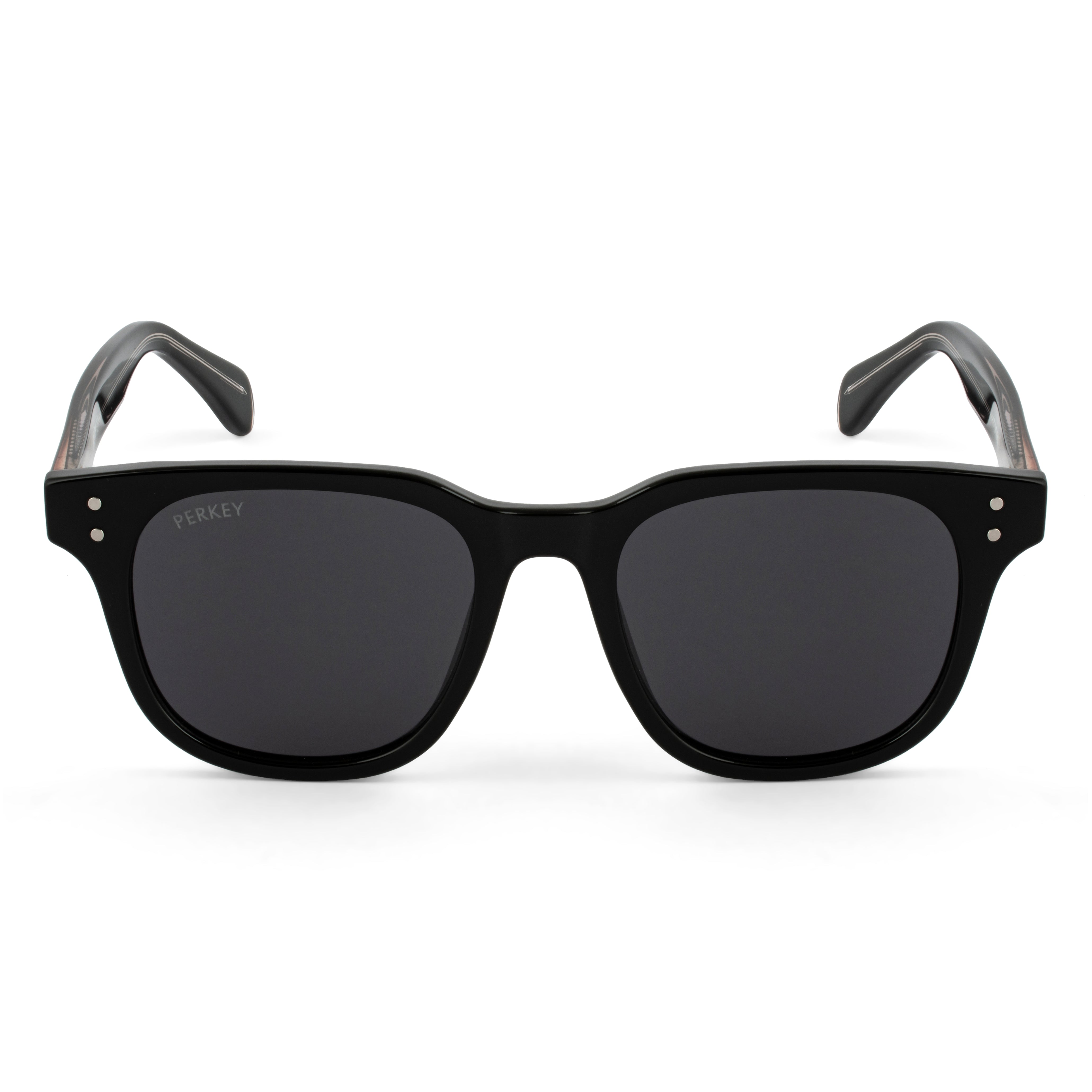 PERKEY Square Black UV Protected Polarized Cooling Sunglasses Men Women - PRKY0012-C1