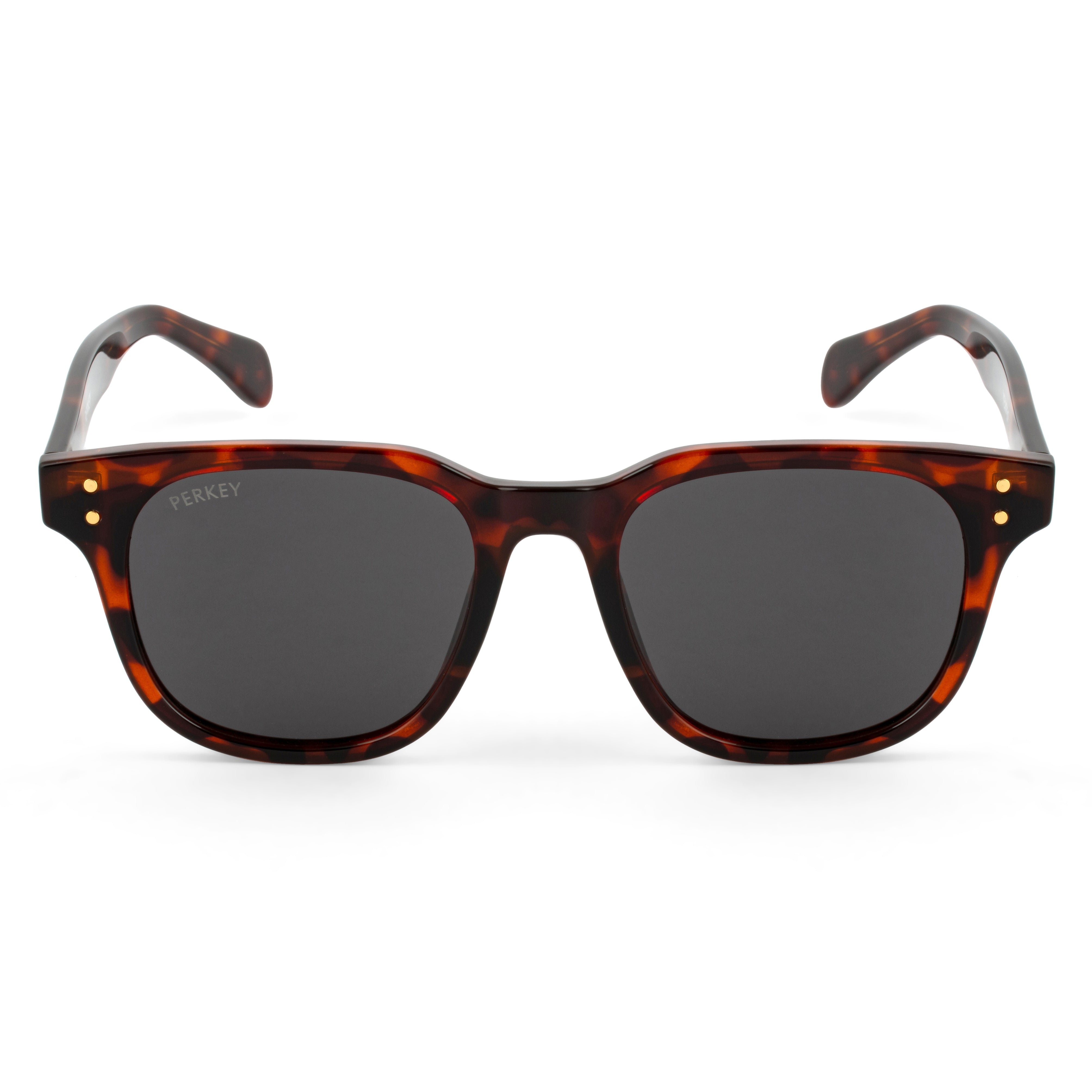 PERKEY Square Black UV Protected Polarized Sunglasses Men Women - PRKY0012-C2