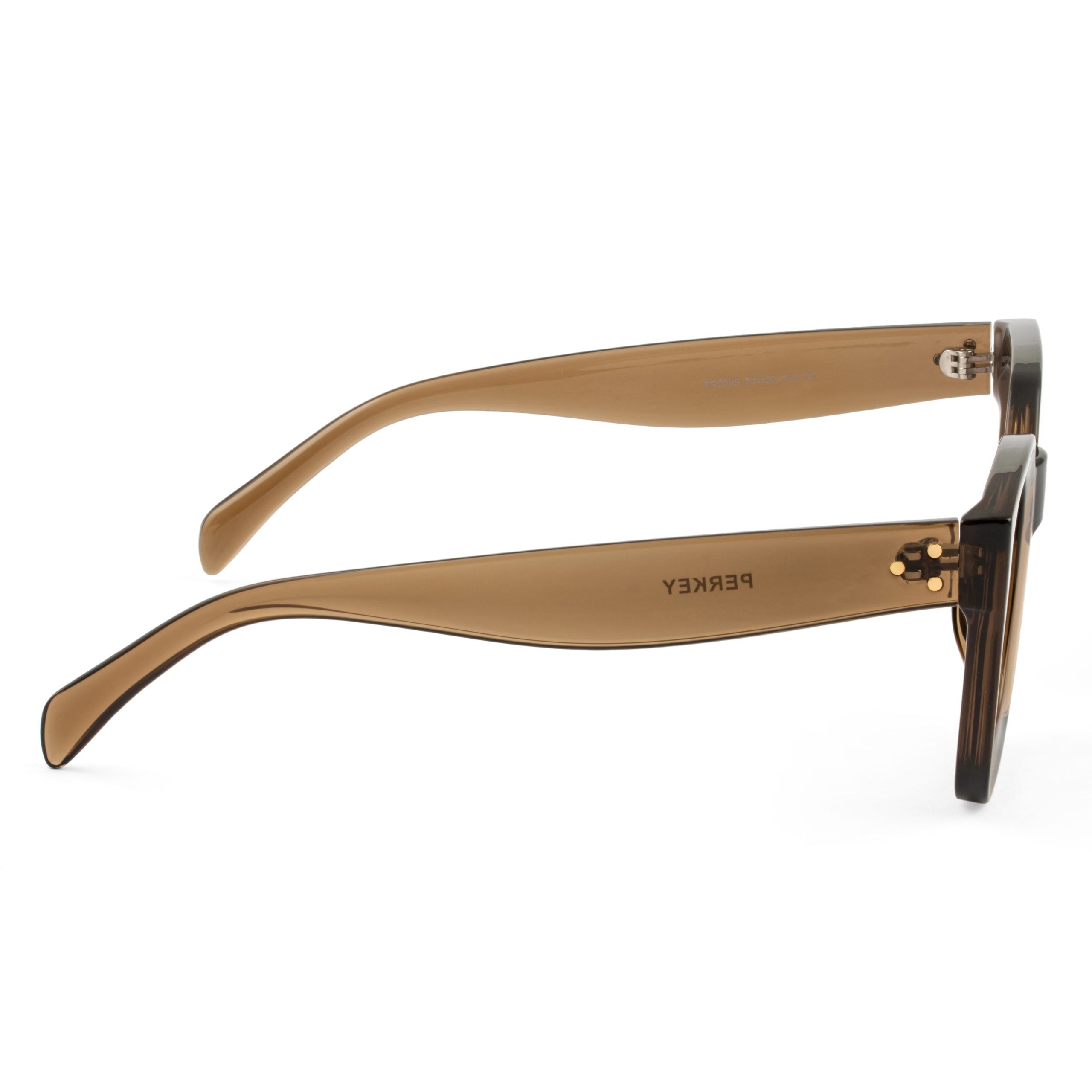PERKEY Square-Oversized Brown UV Protected Polarized Sunglasses Men Women - PRKY005-C4