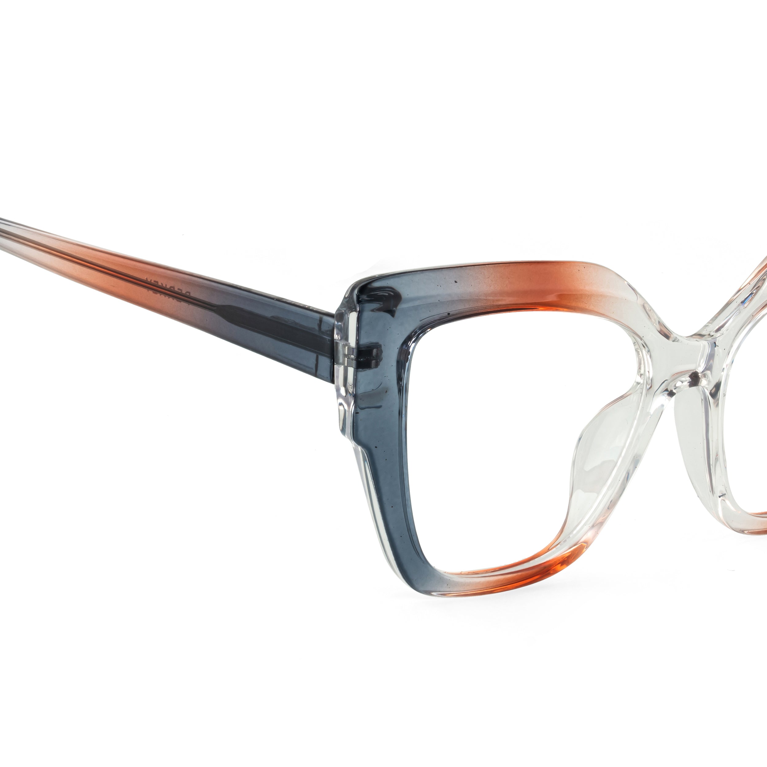 PERKEY Full Rim Cat Eye-Oversized Transparent Blue Cut Eyeglasses Women - OPTL001-C2