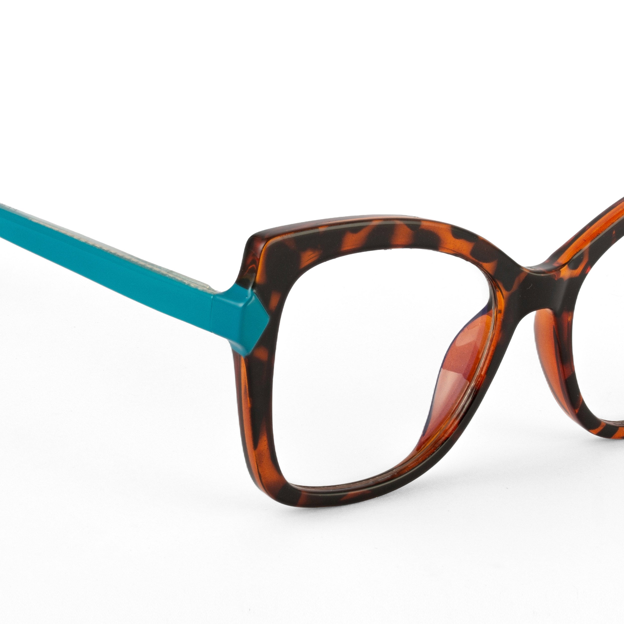 PERKEY Full Rim Cat Eye-Oversized Transparent Blue Cut Spectacles Frames Women - OPTL005-C2