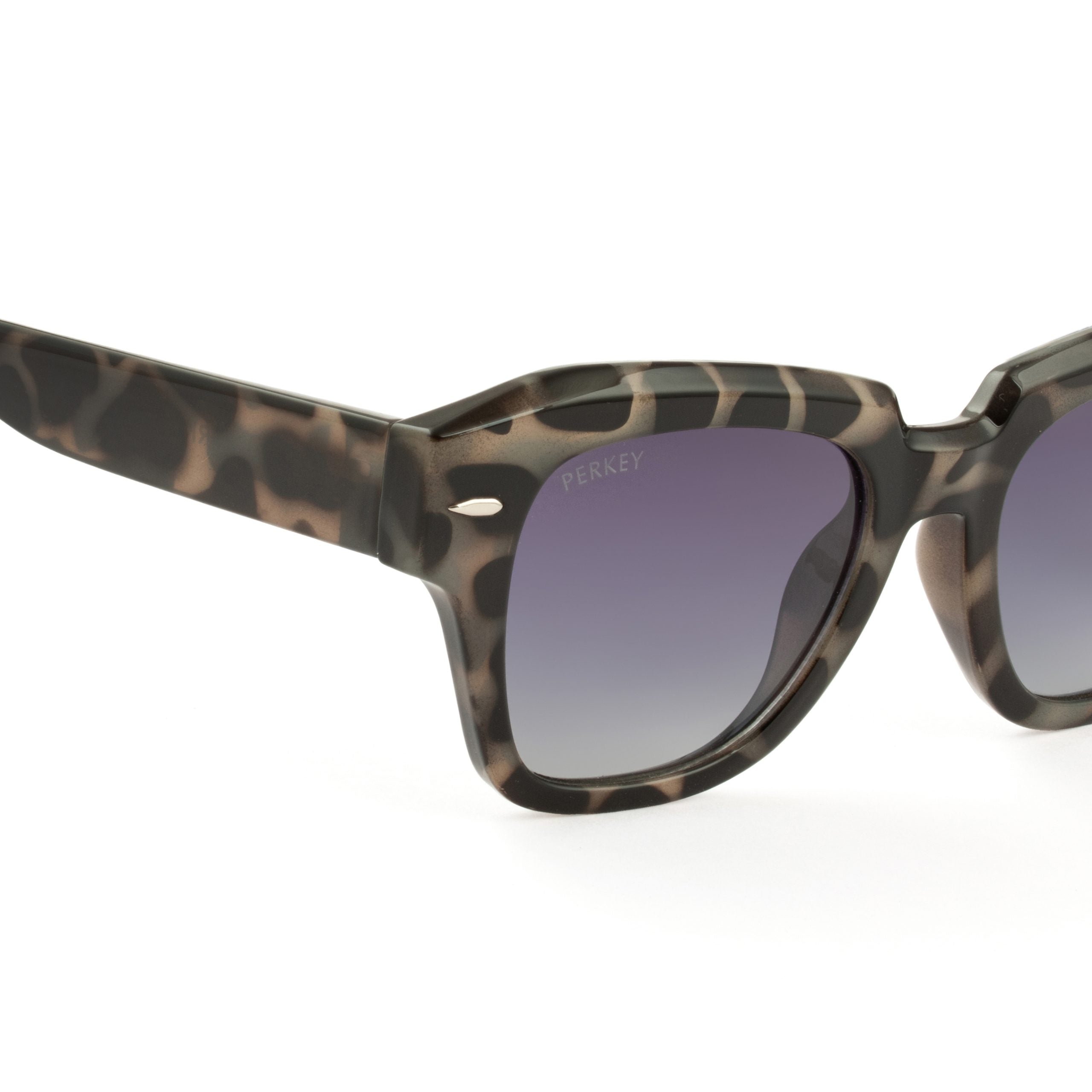PERKEY Square Black UV Protected Polarized Sunglasses Men Women - PRKY004-C3