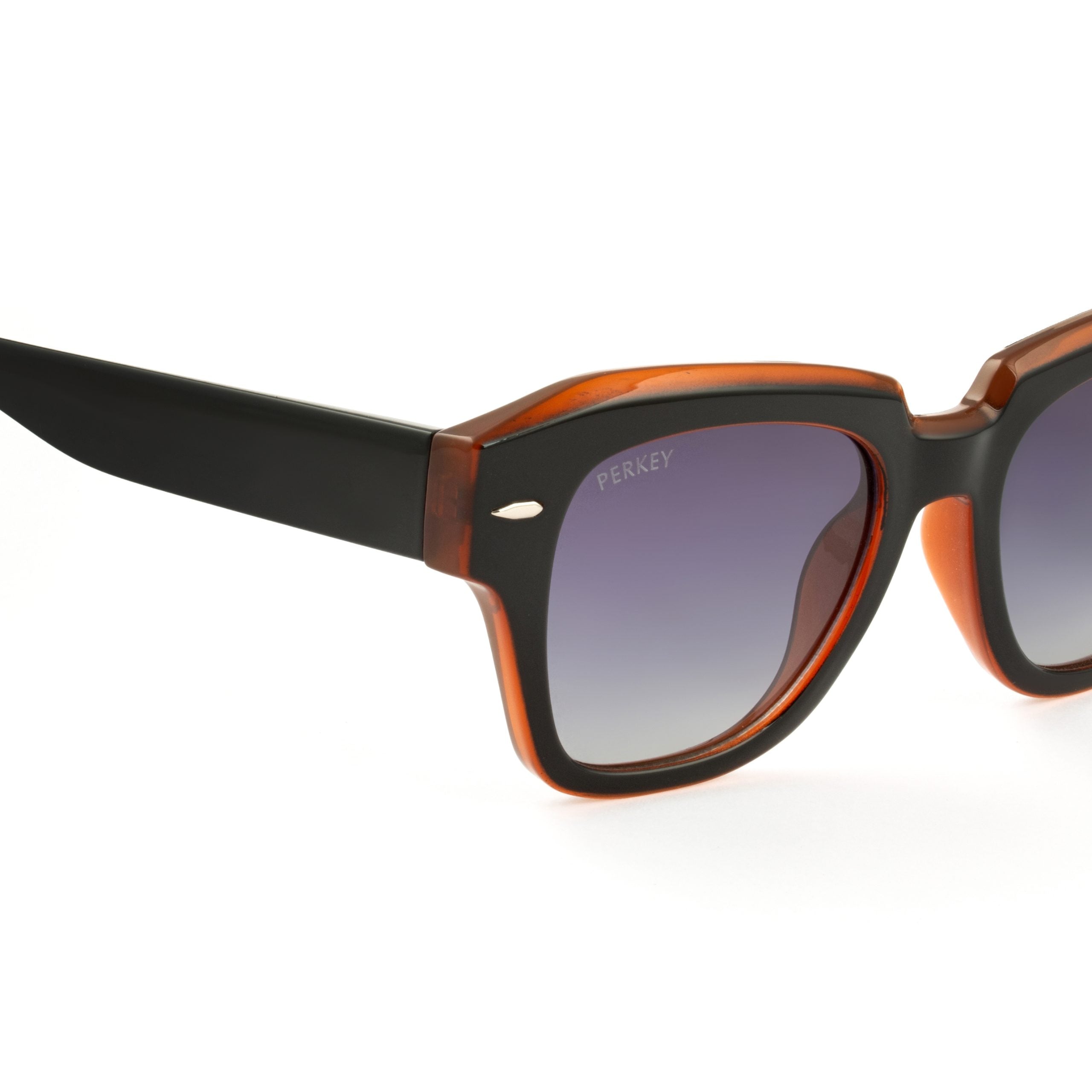 PERKEY Square Black UV Protected Polarized Sunglasses Men Women - PRKY004-C4