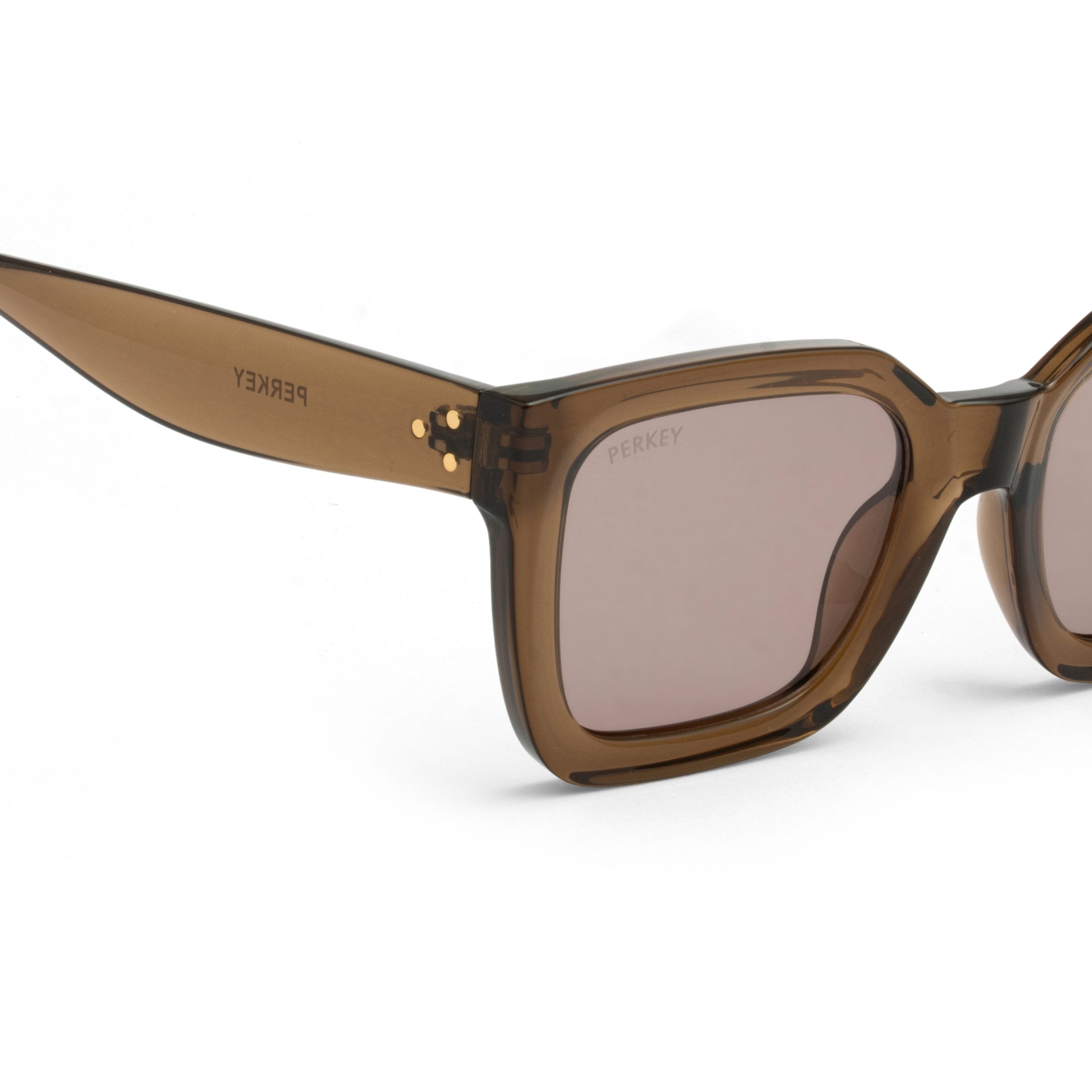 PERKEY Square-Oversized Brown UV Protected Polarized Sunglasses Men Women - PRKY005-C4