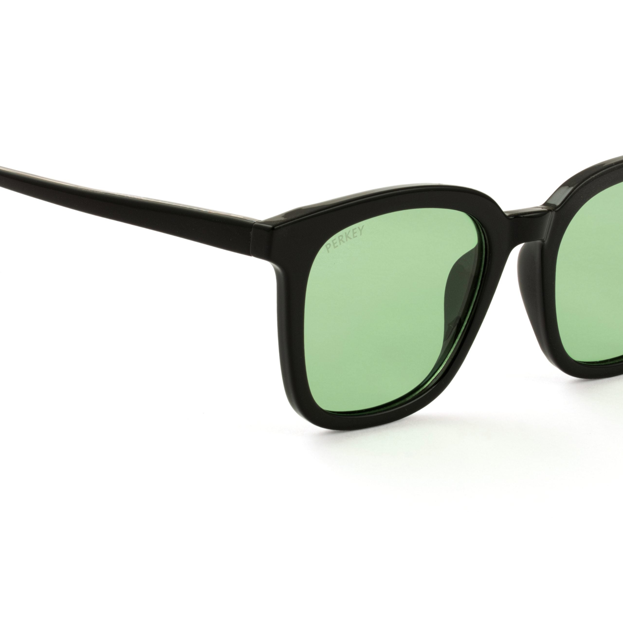 PERKEY Square Green UV Protected Polarized Sunglasses Men Women - PRKY009-C2