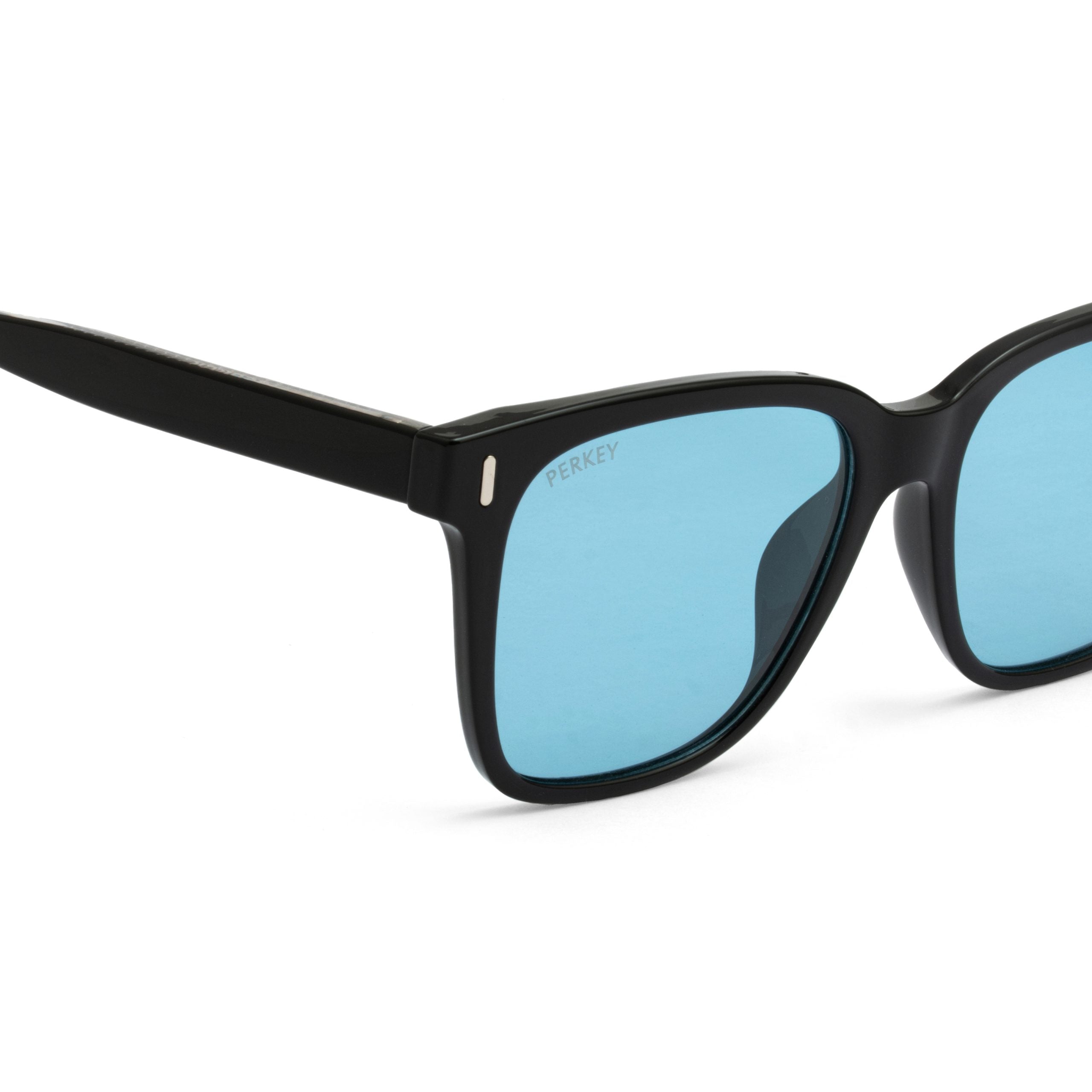 PERKEY Square Transparent Blue UV Protected Polarized Sunglasses Men Women - PRKY0010-C2