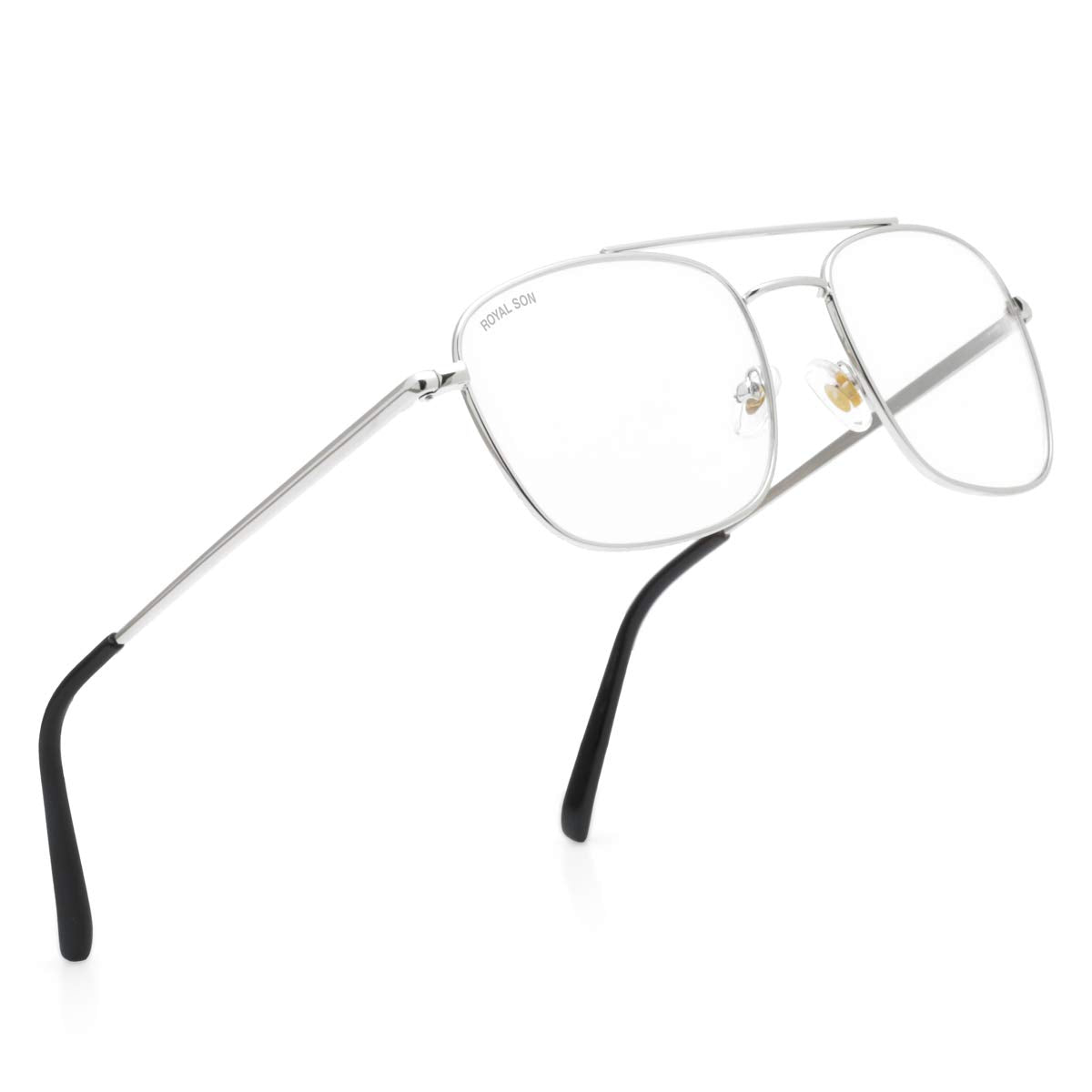 ROYAL SON Retro Square Spectacle Frame For Men And Women (RS0024SF|50|Transparent Lens)