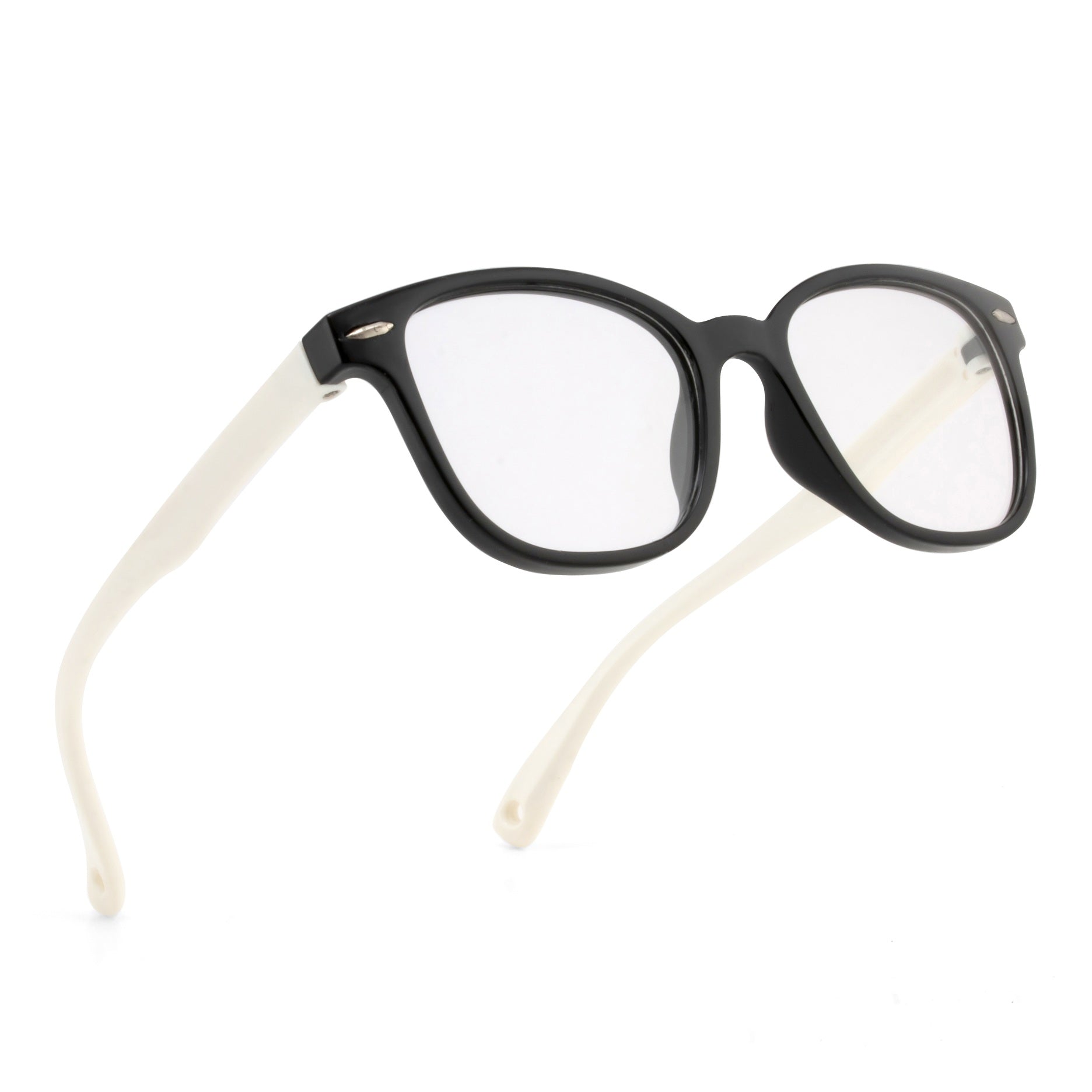 Royal Son Retro Square Black White Spectacles Frames For Kids- SFKID0056-C1