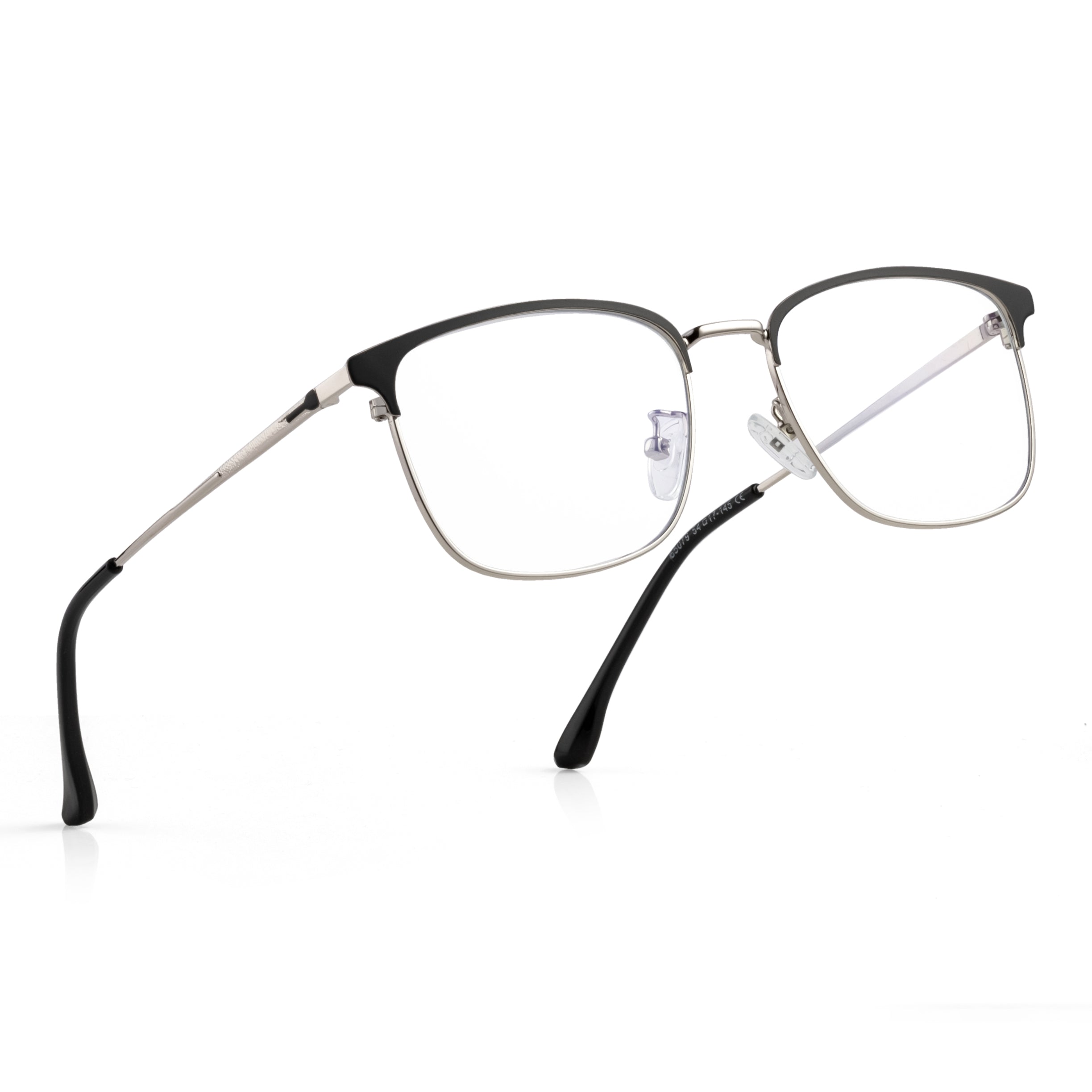 Royal Son Square Black Silver Blue Light Blocking Eyeglasses Men Women - SF0087-C3