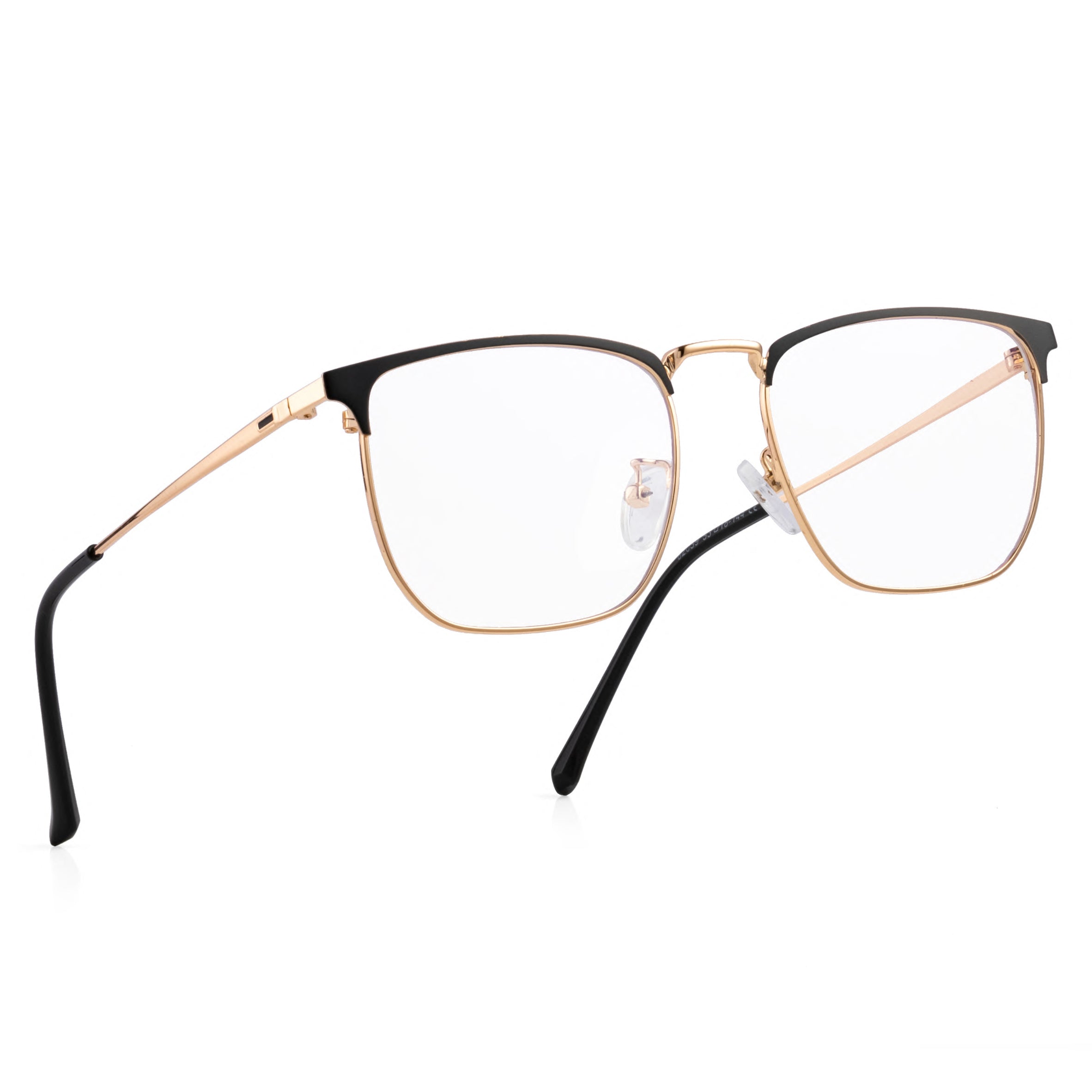 Royal Son Full Rim Black Gold Anti glare Blue Cut Spectacles Frames Men Women - SF0086-C4
