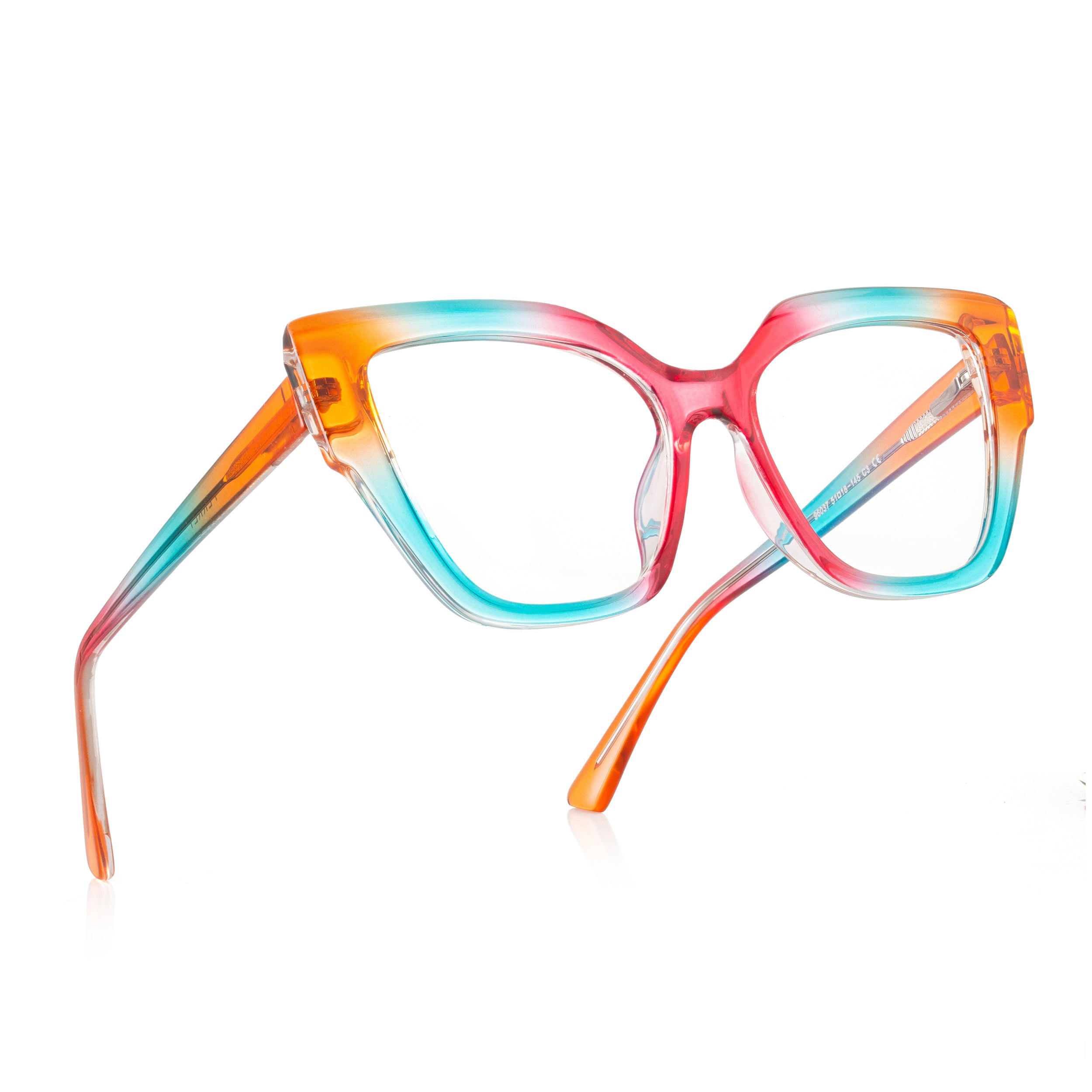 PERKEY Full Rim Cat Eye-Oversized Blue Light Blocking Spectacles Frames Women - OPTL001-C3