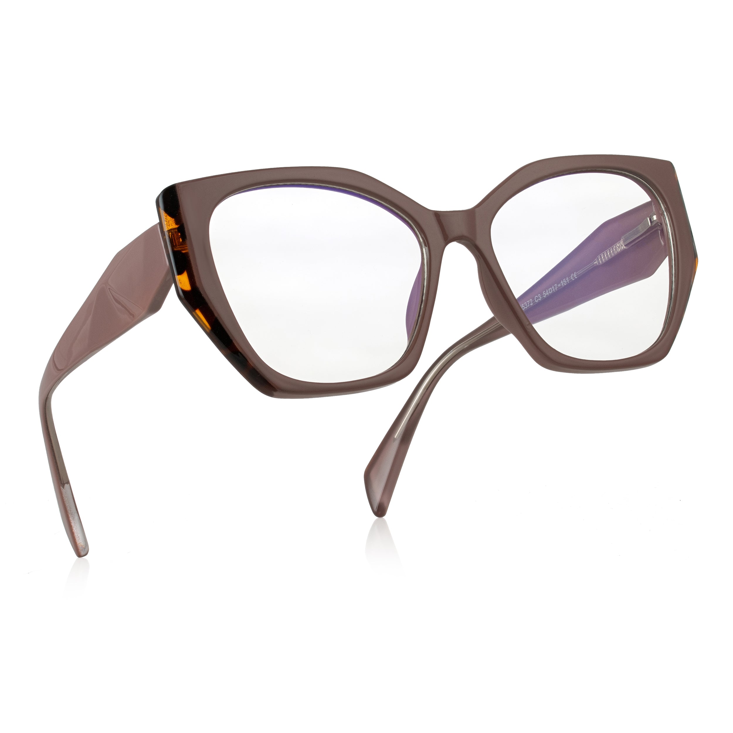 PERKEY Full Rim Cat Eye-Oversized Transparent Computer Blue Cut Spectacles Frames Men Women - OPTL0012-C2