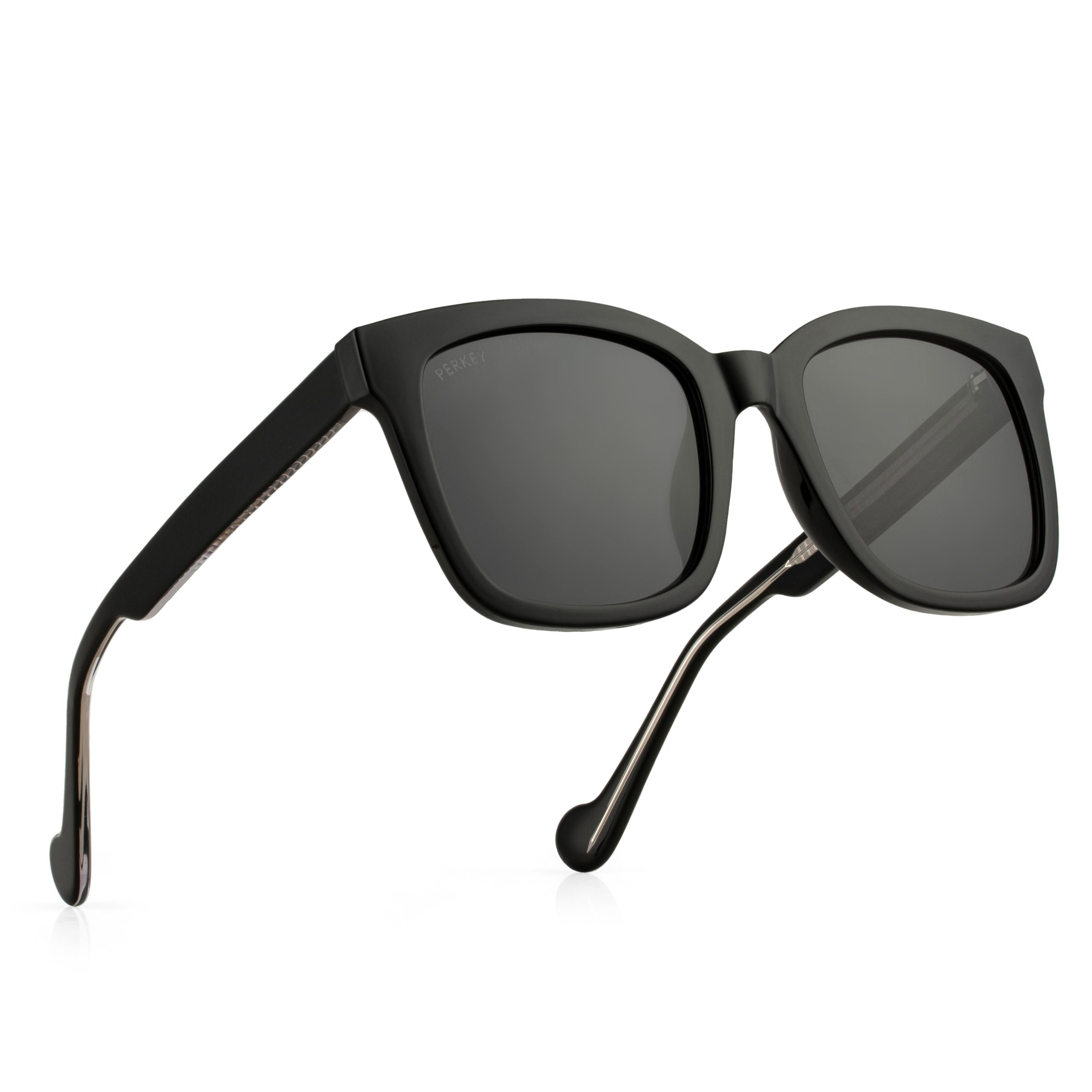 PERKEY Square-Oversized Black Polarized Cooling Sunglasses Men Women - PRKY003-C1