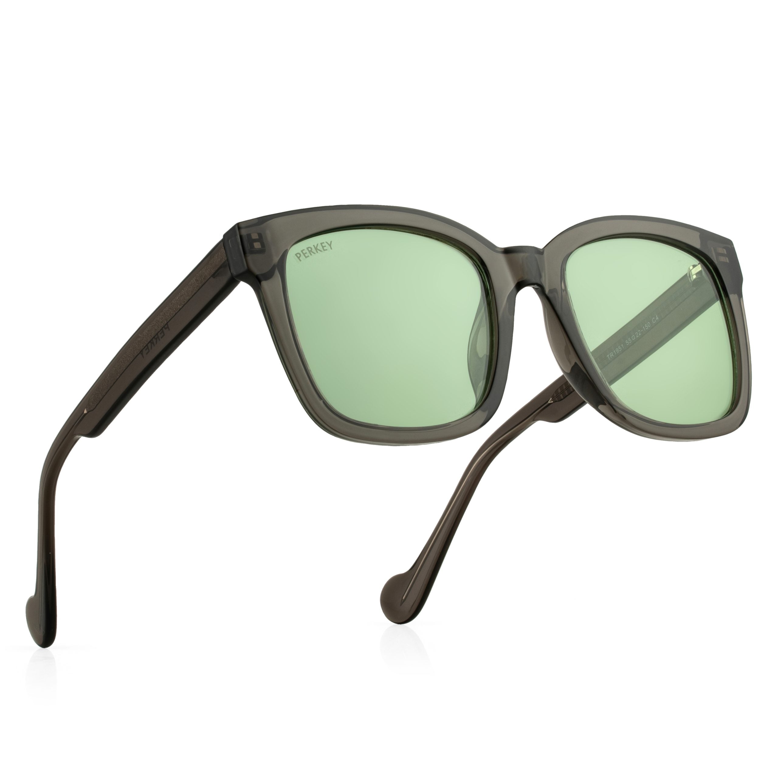 PERKEY Square-Oversized Green Polarized Sunglasses Men Women - PRKY003-C2