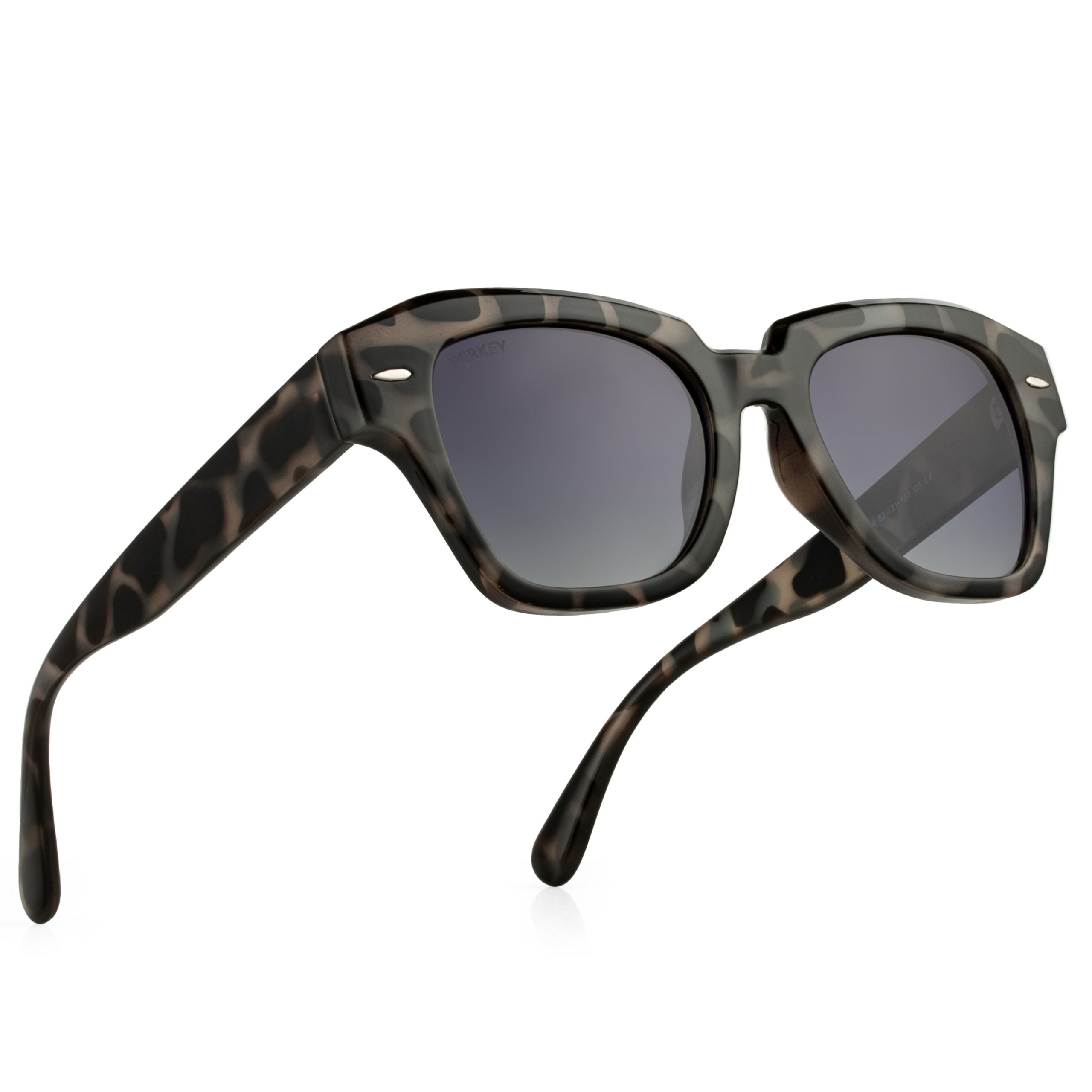 PERKEY Square Black UV Protected Polarized Sunglasses Men Women - PRKY004-C3