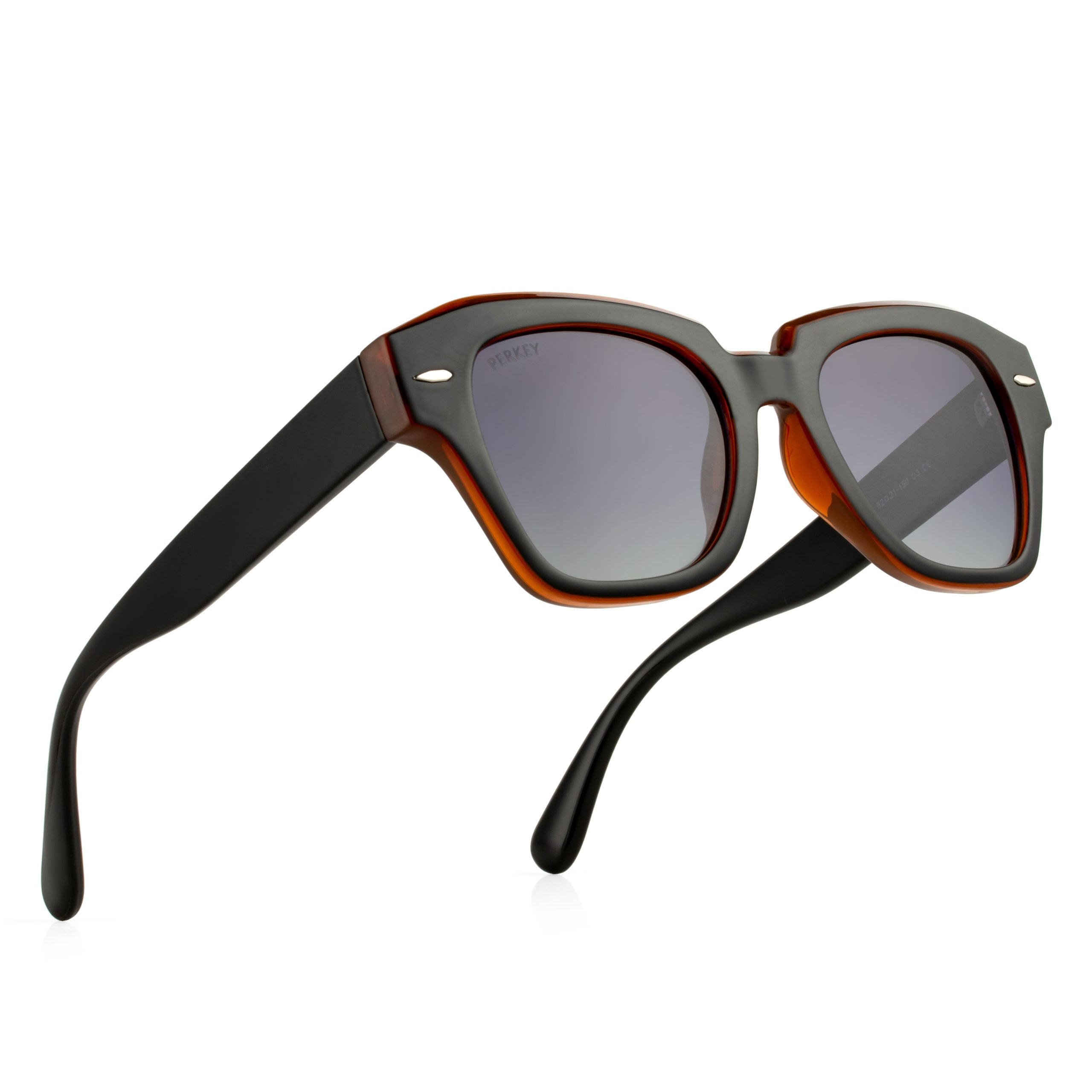 PERKEY Square Black UV Protected Polarized Sunglasses Men Women - PRKY004-C4