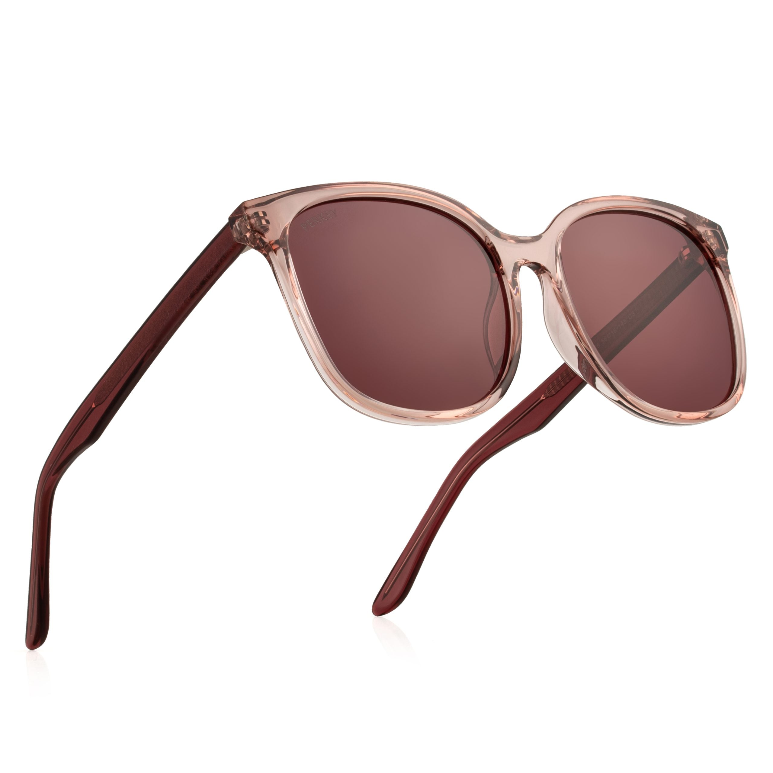 PERKEY Square Pink UV Protected Polarized Stylish Sunglasses Men Women - PRKY008-C3